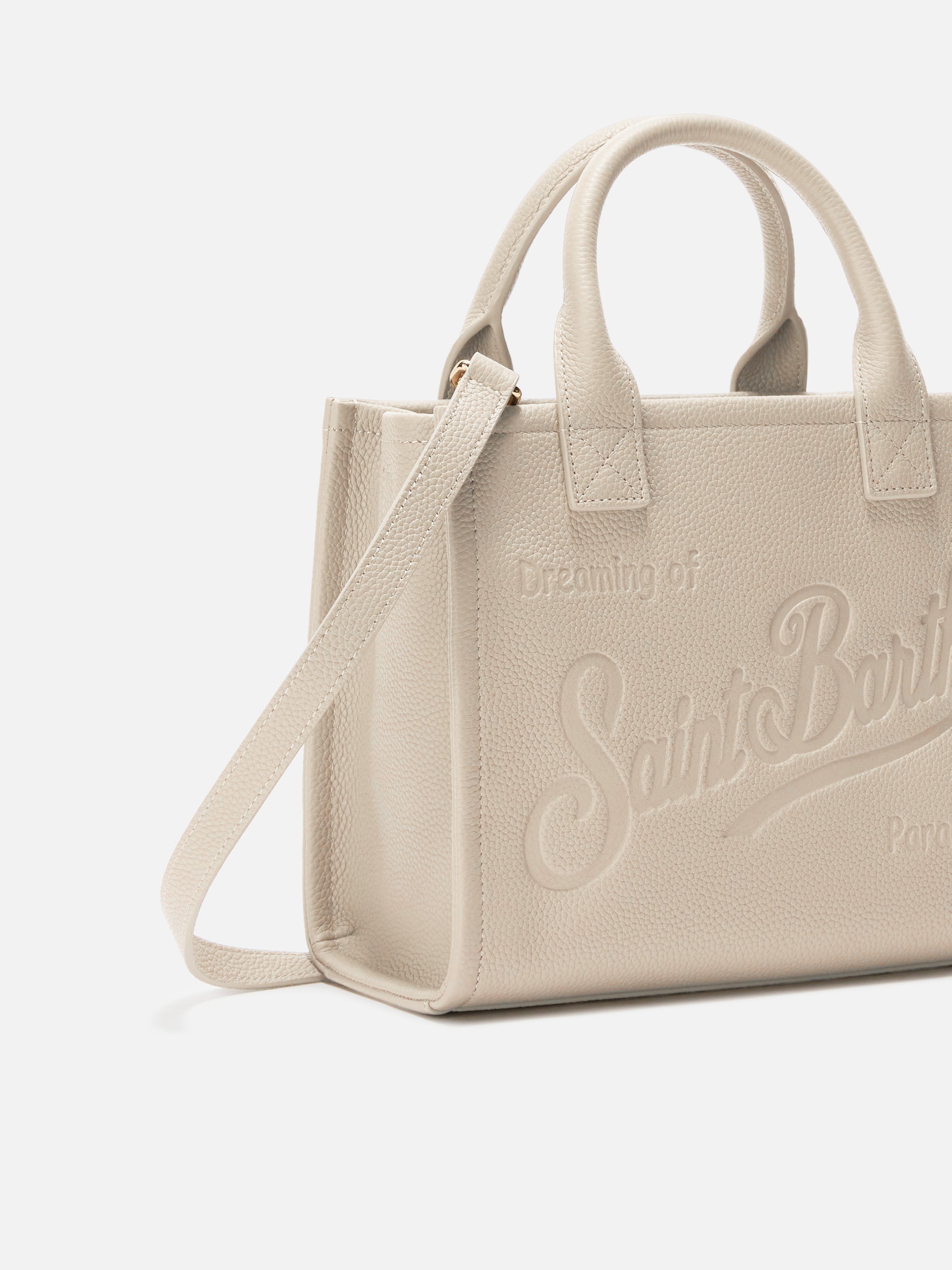 Vanity Bag Midi Shoulder White Hammered Leather