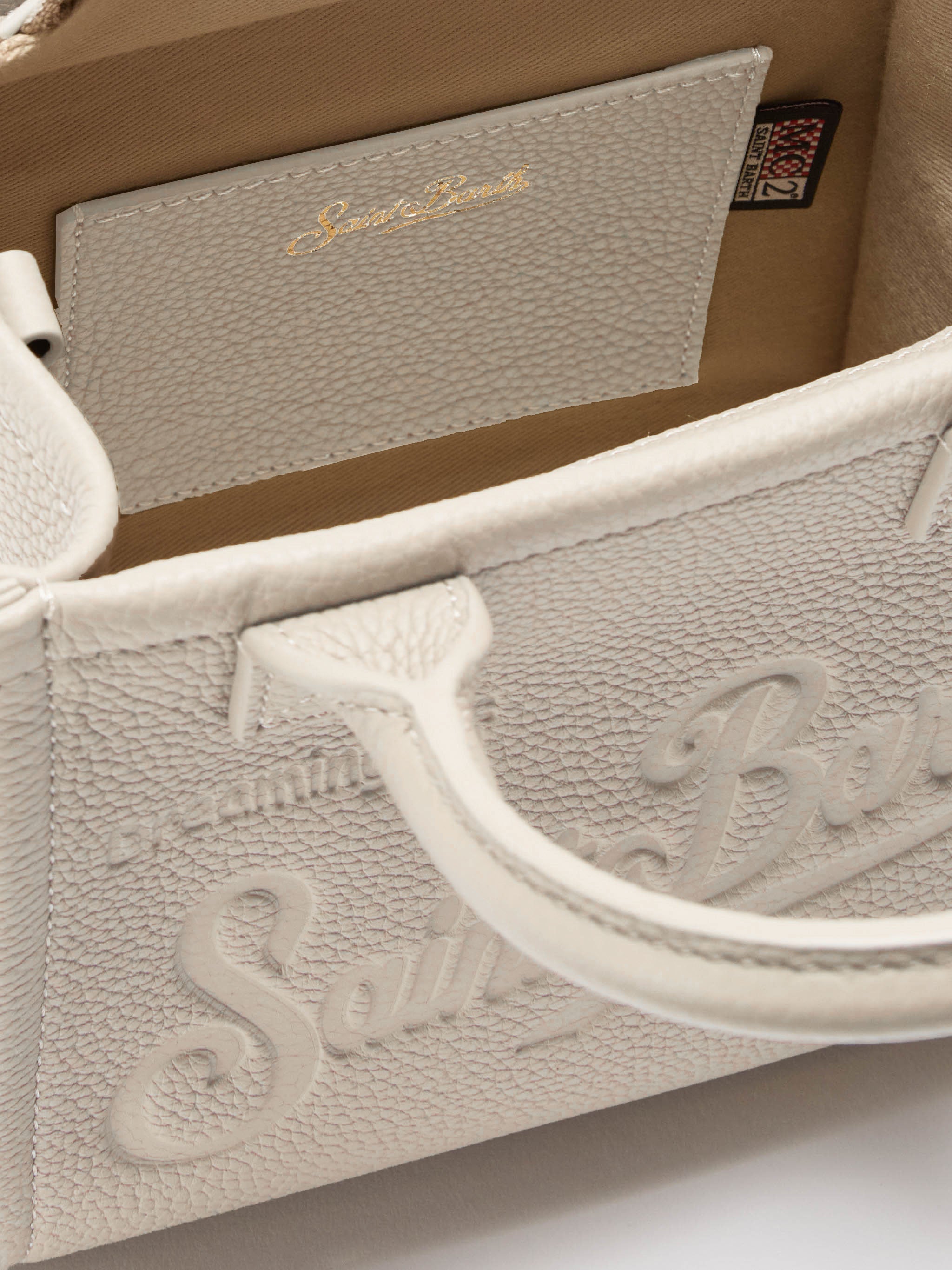 Vanity Bag Midi Shoulder White Hammered Leather