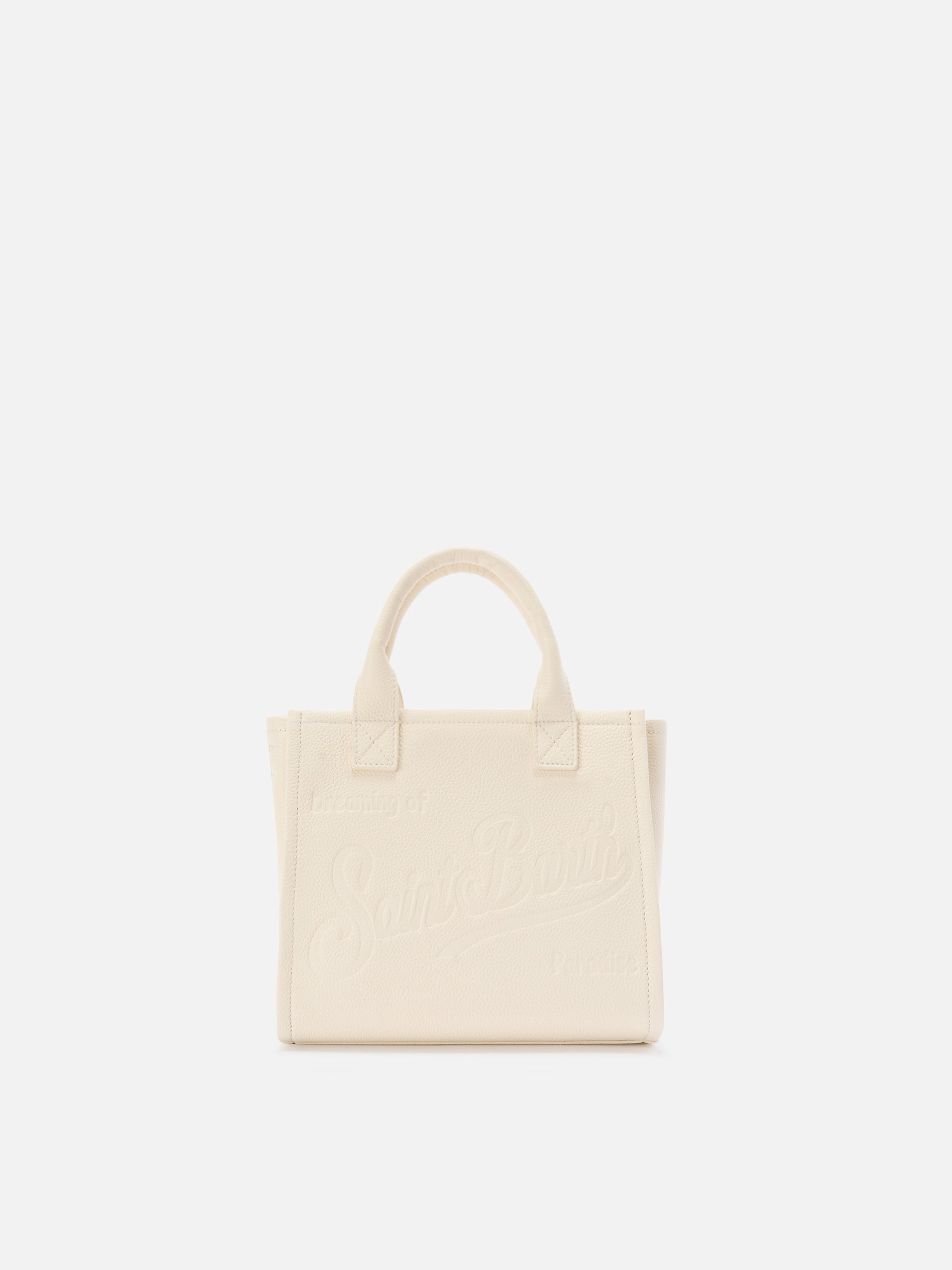 Ivory Pebbled Leather Vanity Medium Bag White