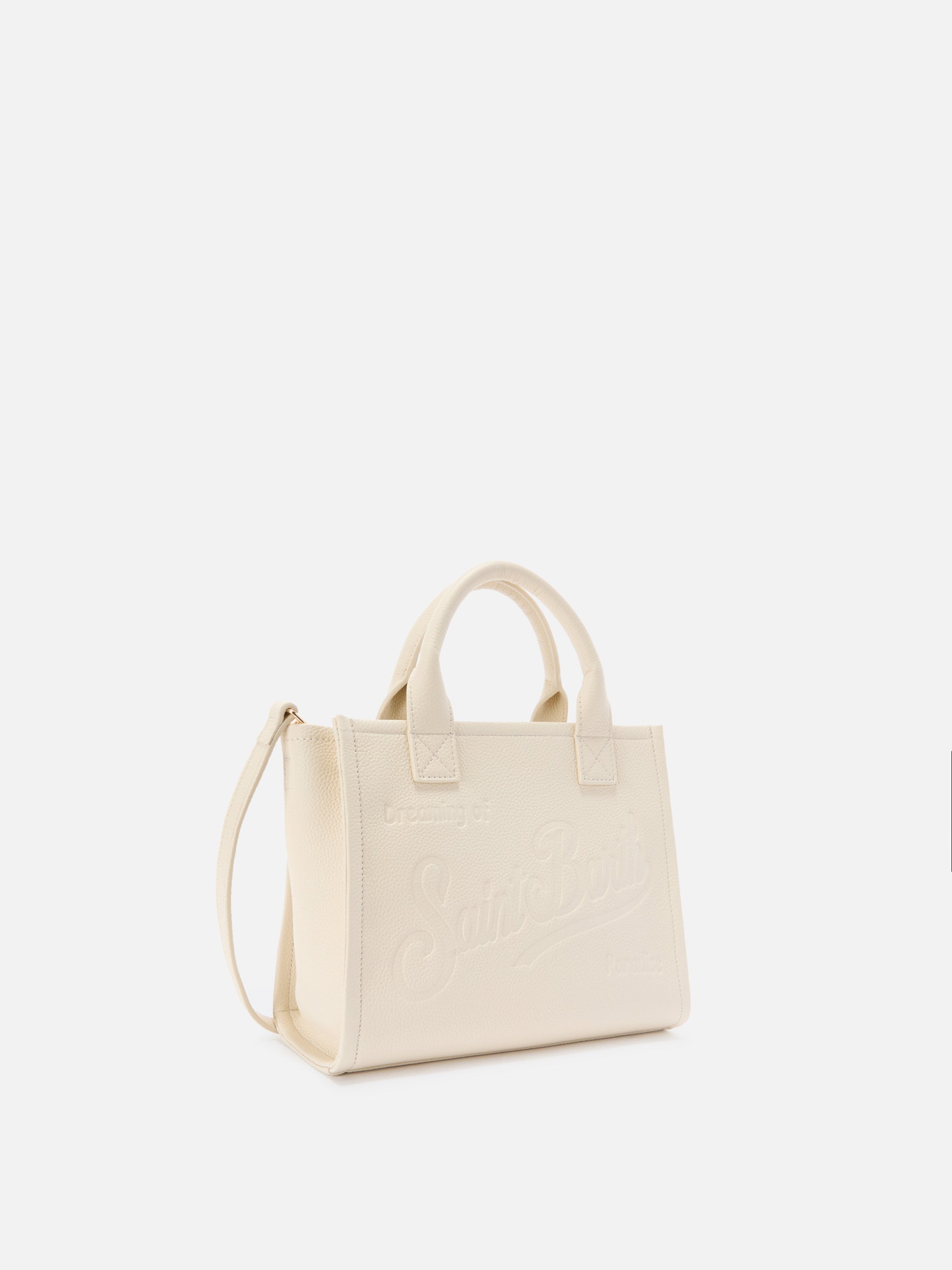 Ivory Pebbled Leather Vanity Medium Bag White