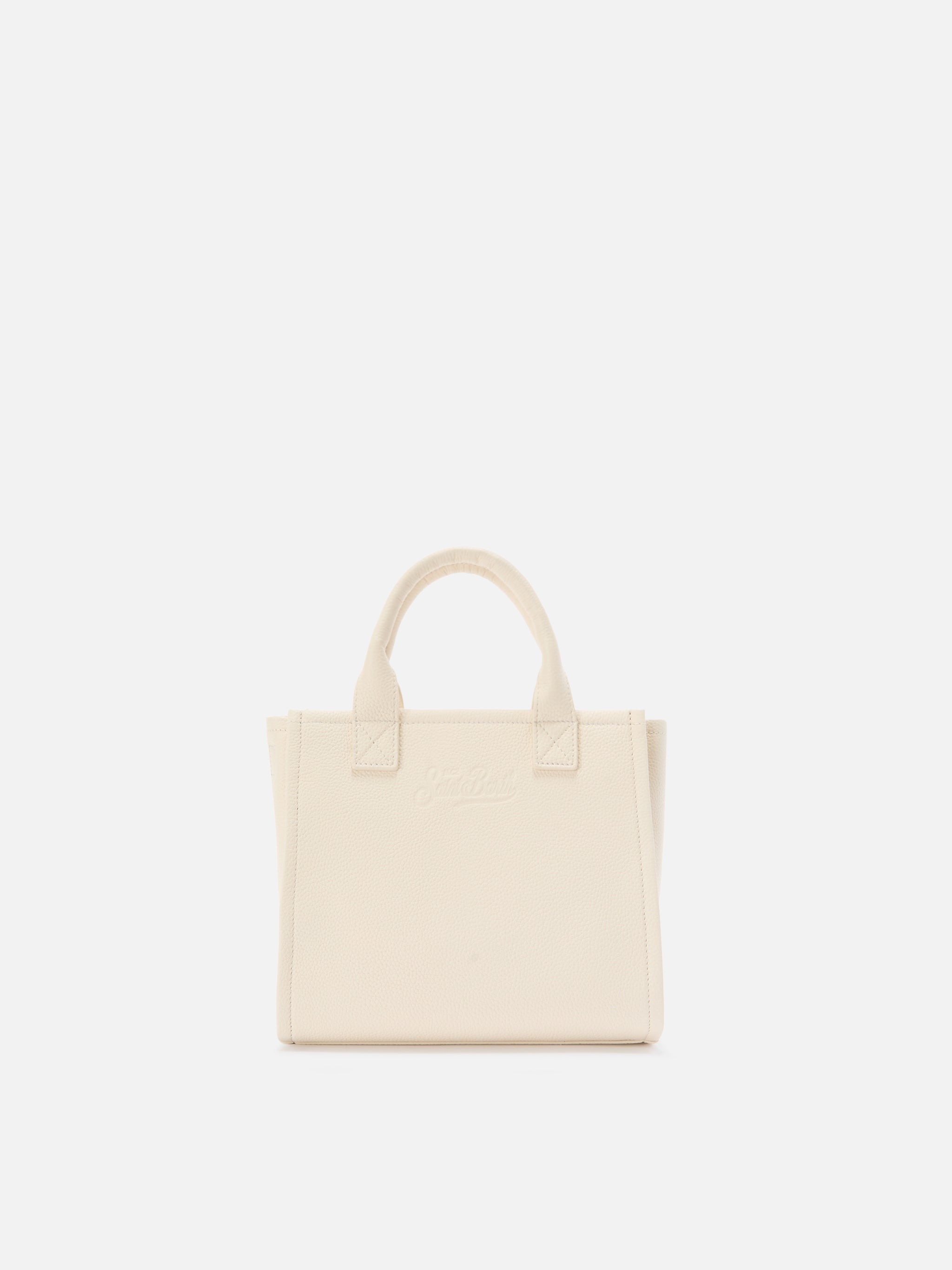 Ivory Pebbled Leather Vanity Medium Bag White