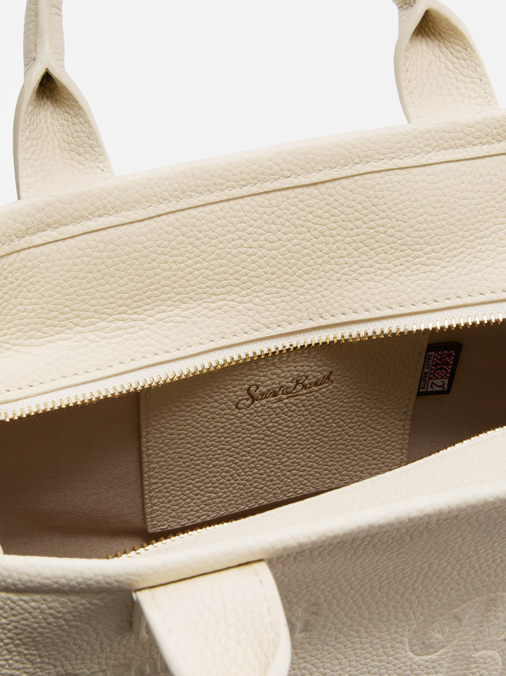 Ivory Pebbled Leather Vanity Medium Bag White