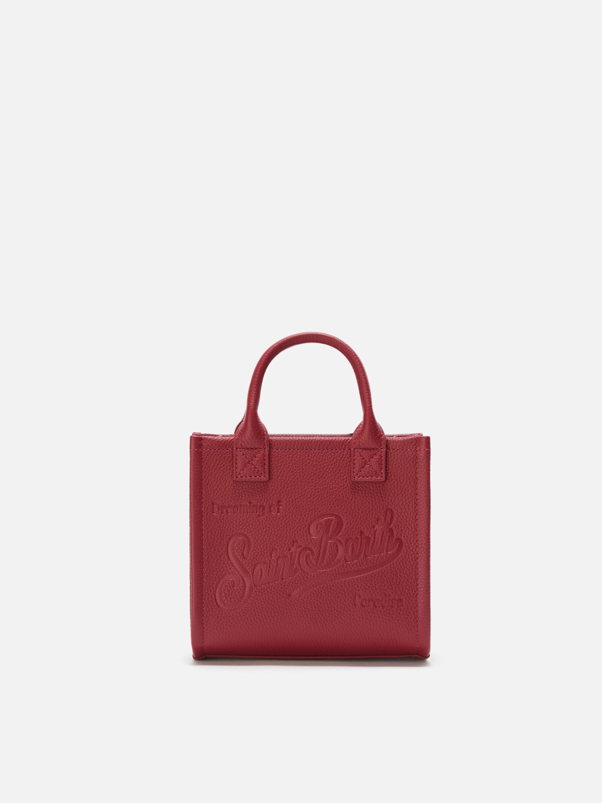 Vanity Bag Mini Shoulder Burgundy Hammered Leather Red