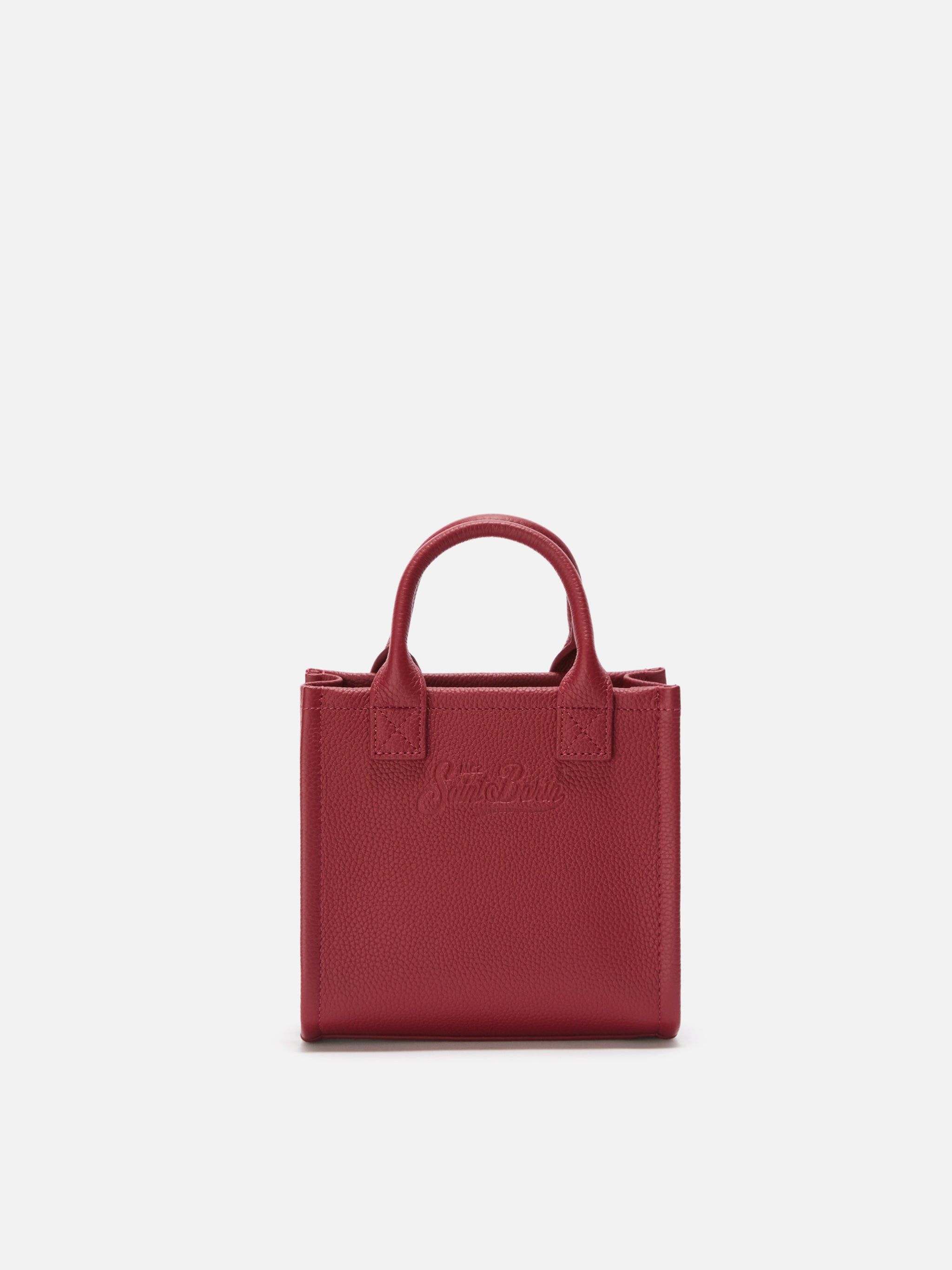 Vanity Bag Mini Shoulder Burgundy Hammered Leather Red
