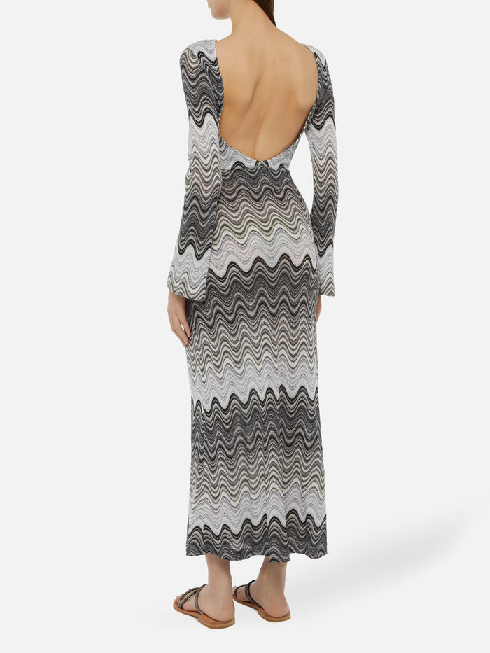 Venere Raschel Knit Maxi Dress Black