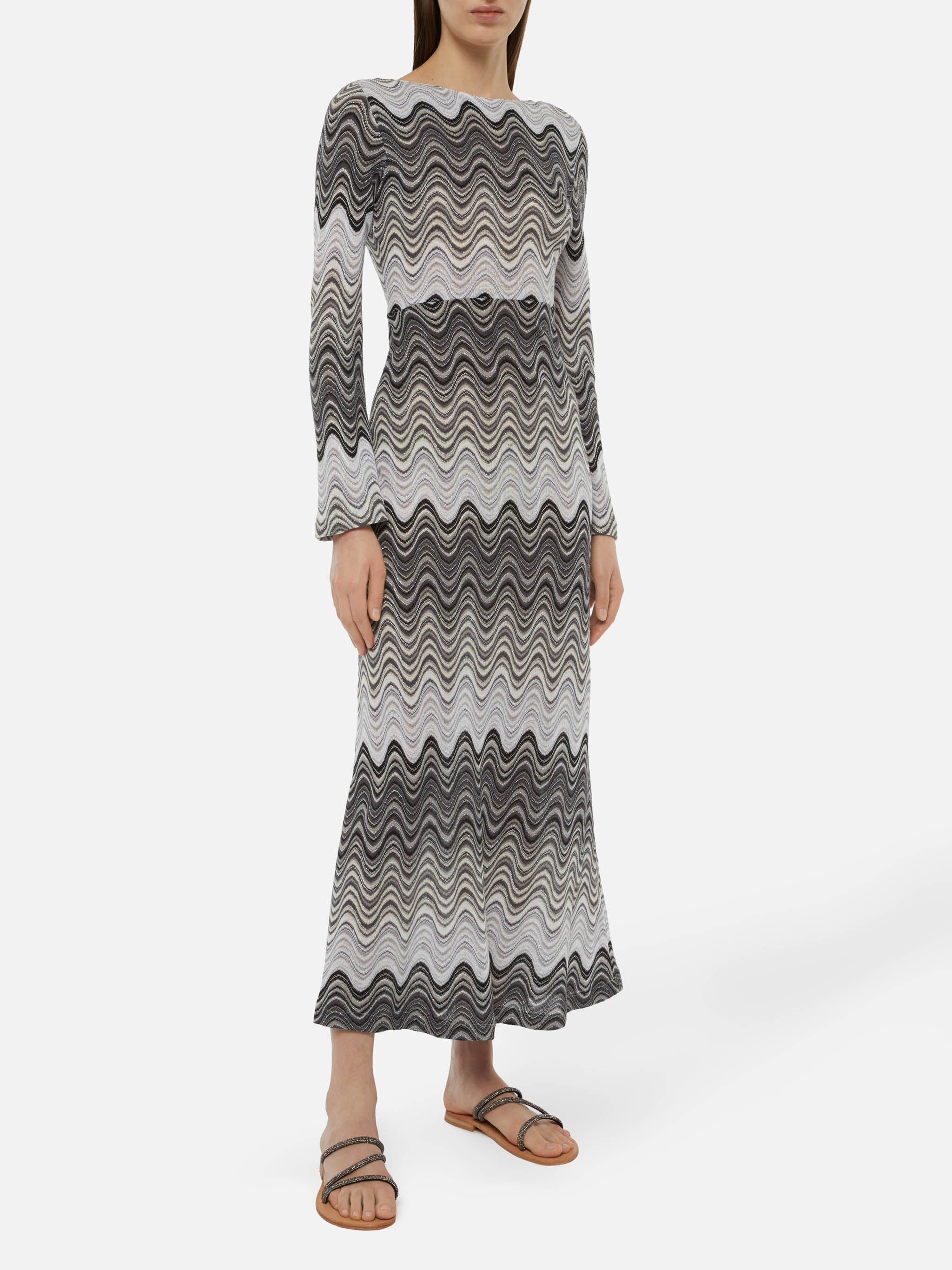 Venere Raschel Knit Maxi Dress Black