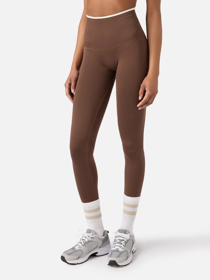 Brown Vega Technical Fabric Sports Leggings With Contrast Trim Pant