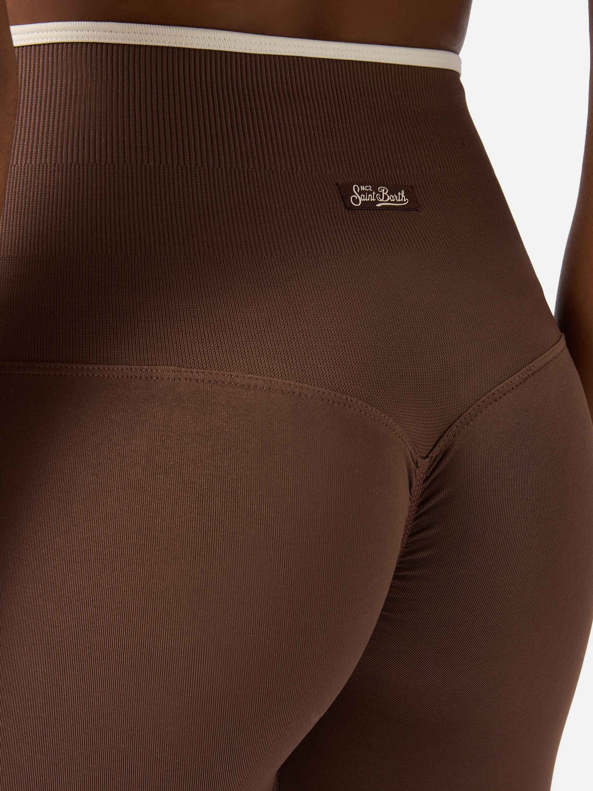 Brown Vega Technical Fabric Sports Leggings With Contrast Trim Pant