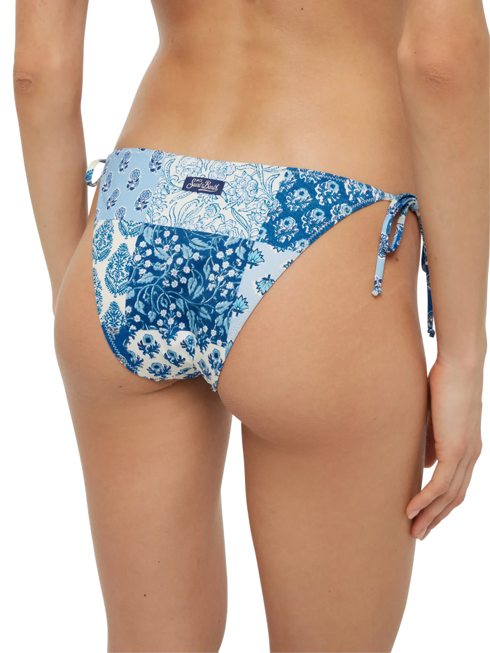Virgo Classic Swim Briefs With Floral Patch Print Sky Bottom