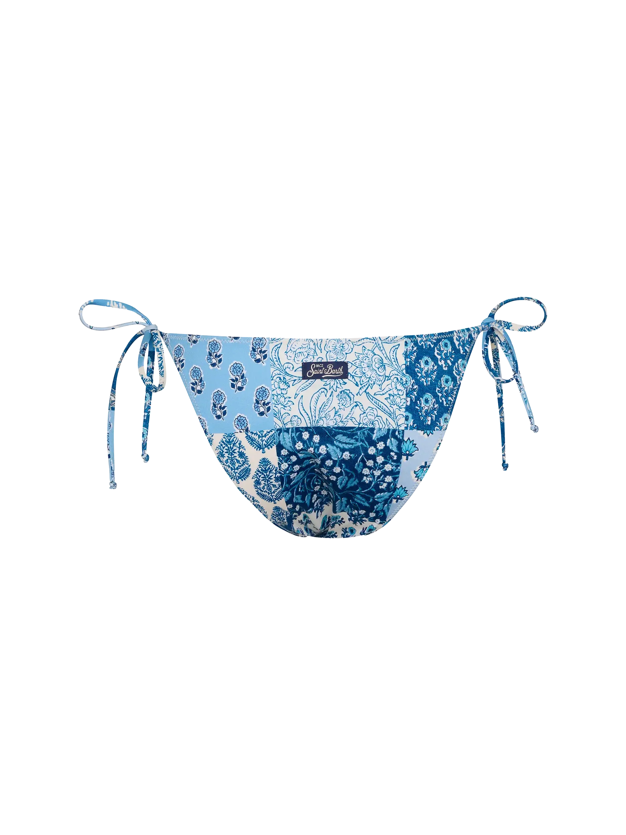 Virgo Classic Swim Briefs With Floral Patch Print Sky Bottom