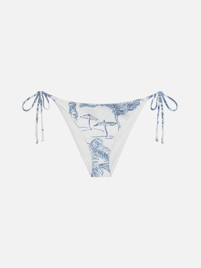 Virgo Toile De Jouy Print Classic Swim Briefs White Bottom