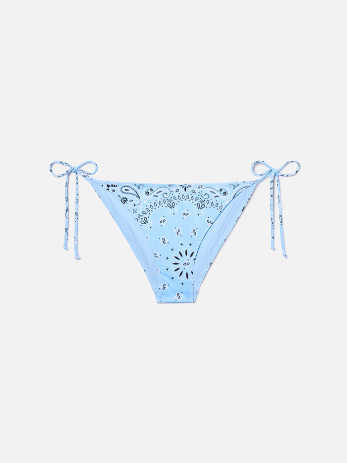 Virgo Classic Bikini Bottoms With Light Blue Bandana Print Bottom