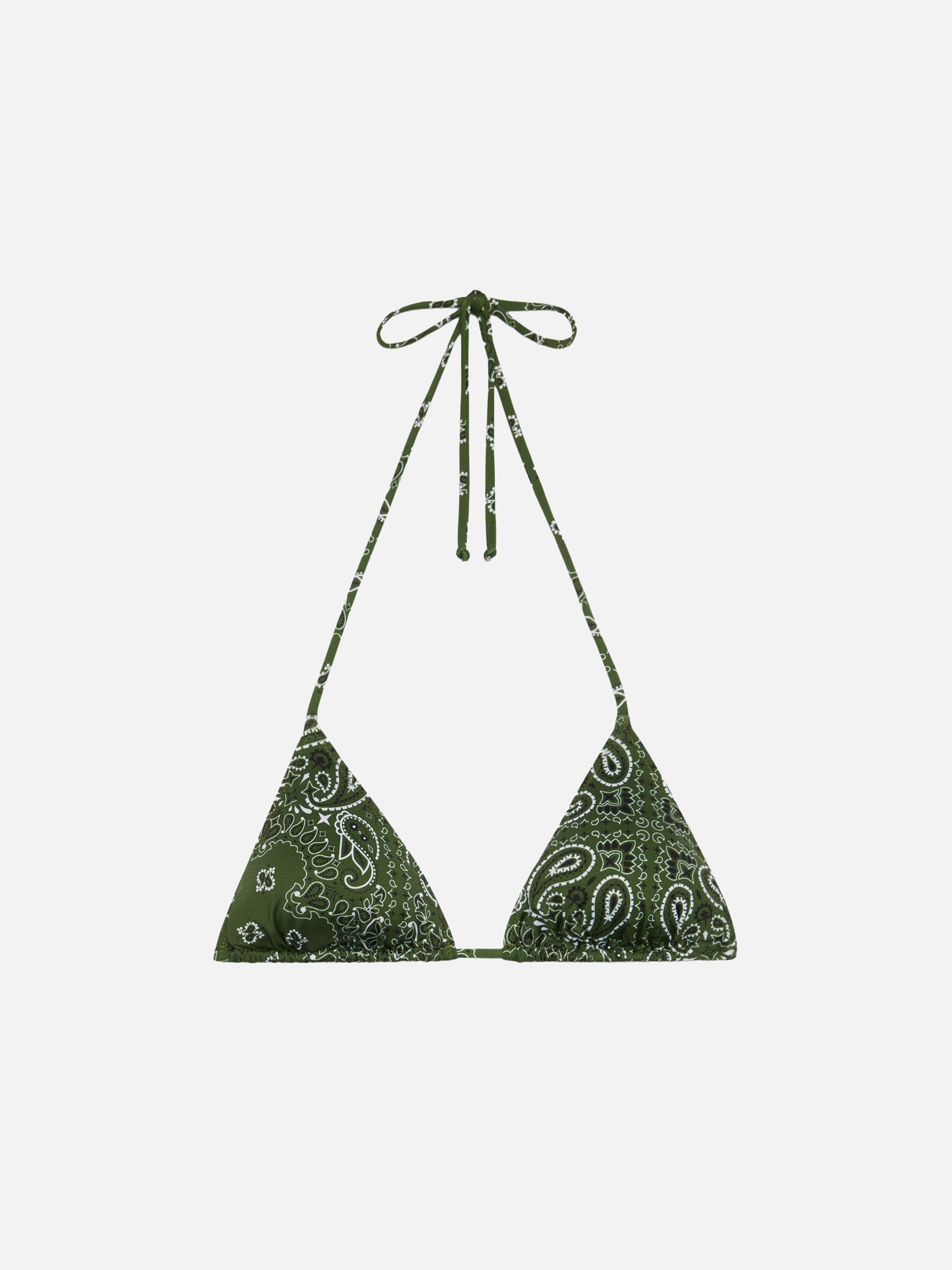 Leah Triangle Top Swimsuit With Bandanna Print Green