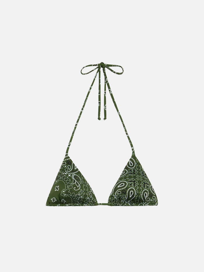Leah Triangle Top Swimsuit With Bandanna Print Green