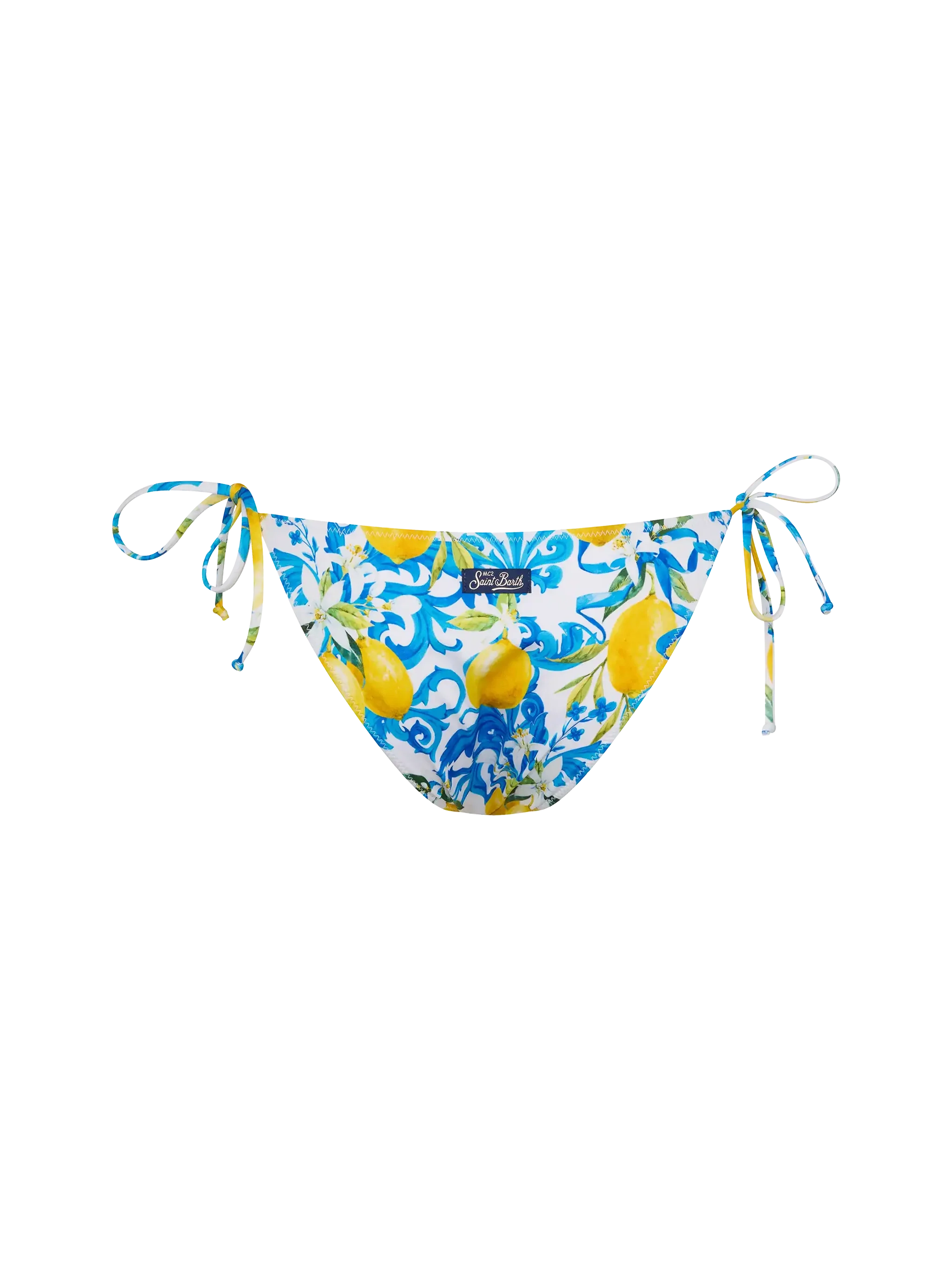 Virgo Classic Swim Briefs With Majolica Print White Bottom