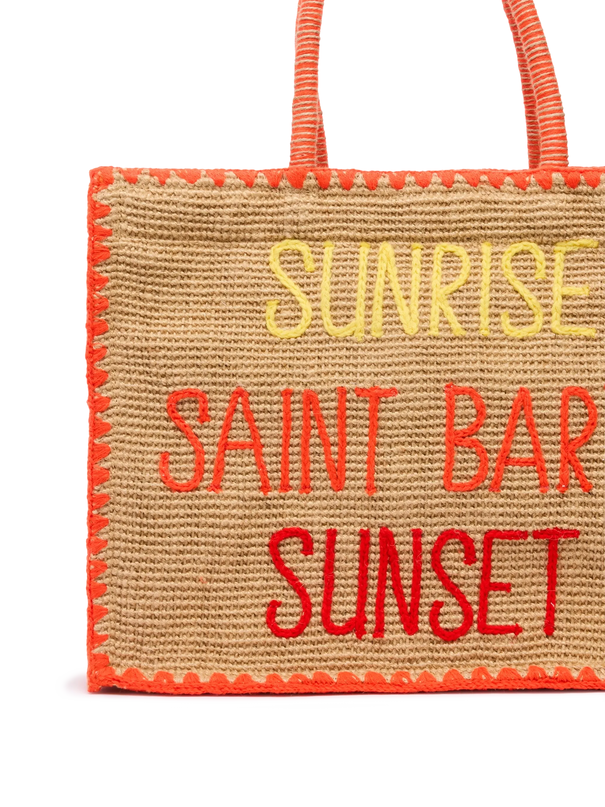 Beige Vivian Midi Jute Handbag With Trim And Embroidery White Bag