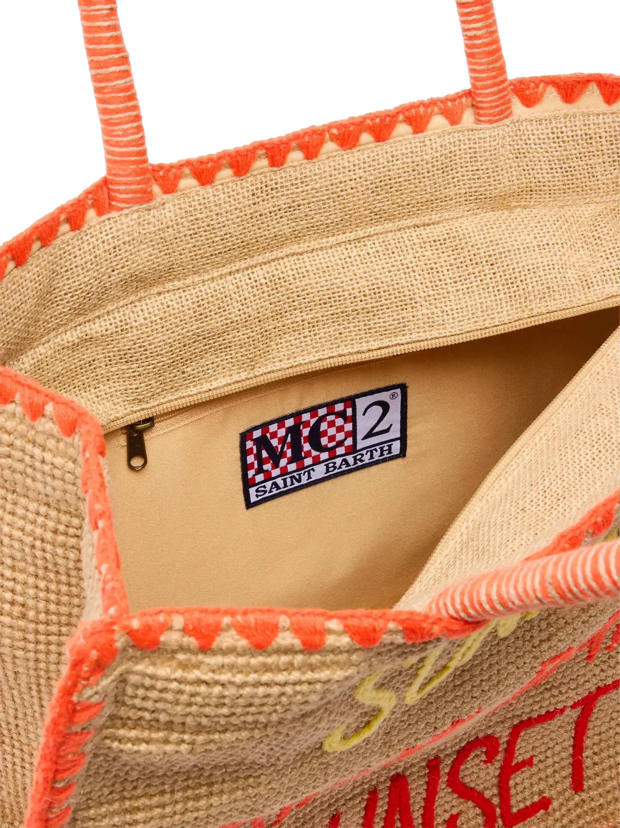 Beige Vivian Midi Jute Handbag With Trim And Embroidery White Bag