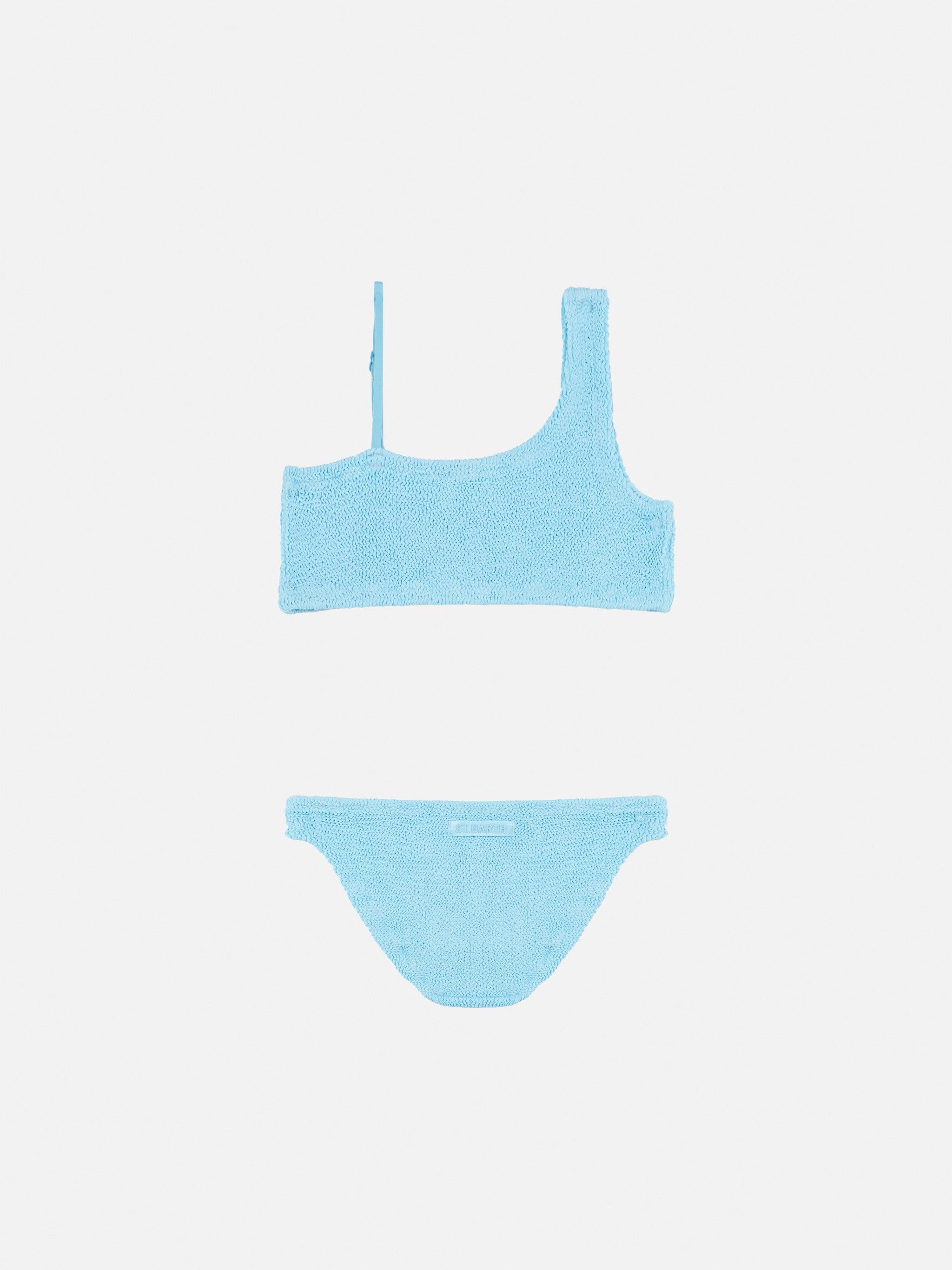 Vivy Light Blue One-Shoulder Crinkle Bikini Sky