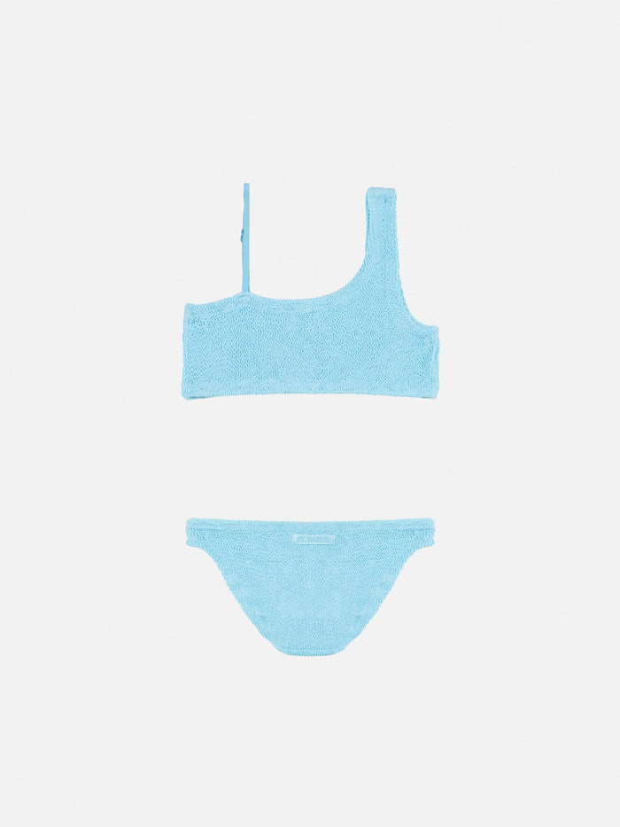 Vivy Light Blue One-Shoulder Crinkle Bikini __single__