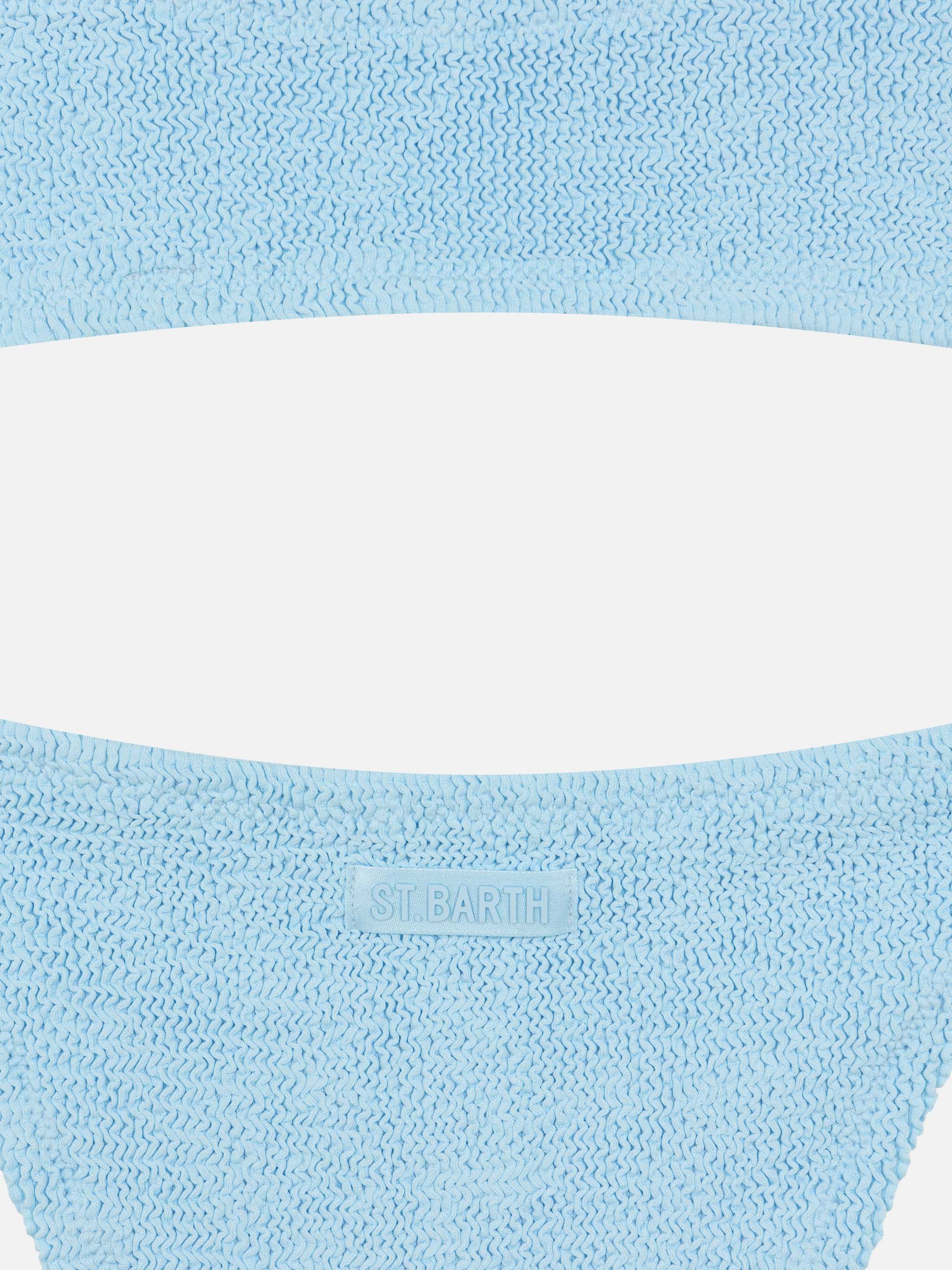 Vivy Light Blue One-Shoulder Crinkle Bikini Sky