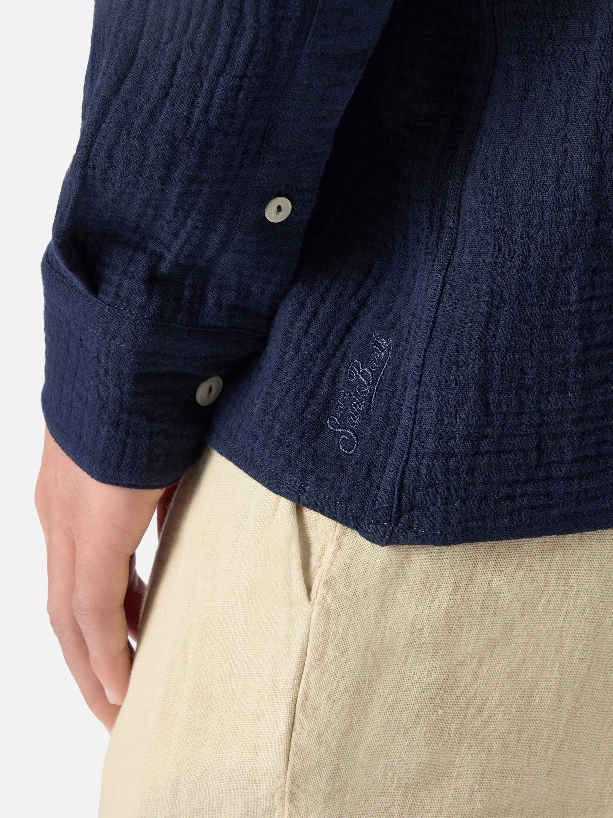 Ventotene Waffle Cotton Polo Navy Blue Shirt