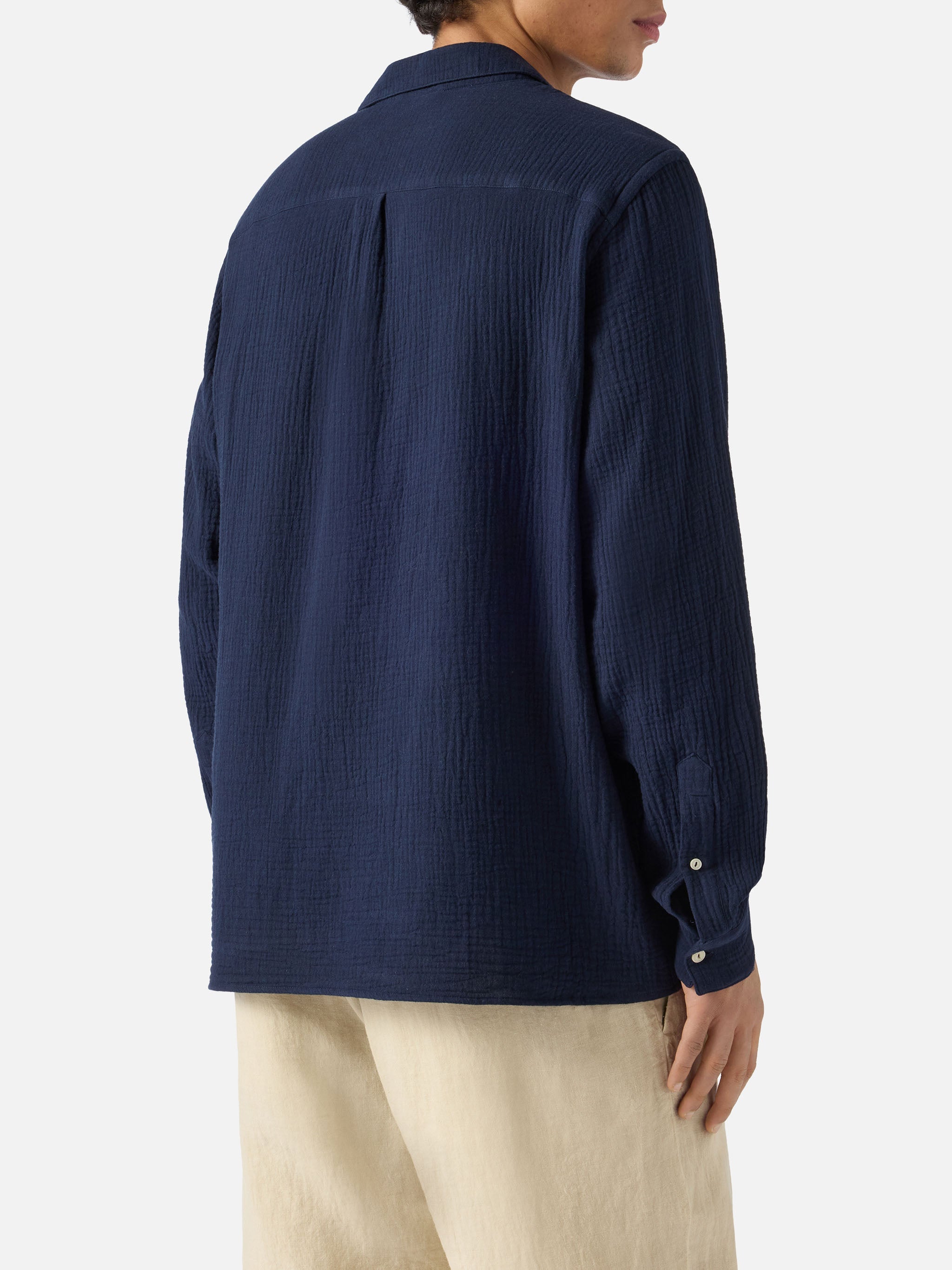 Ventotene Waffle Cotton Polo Navy Blue Shirt