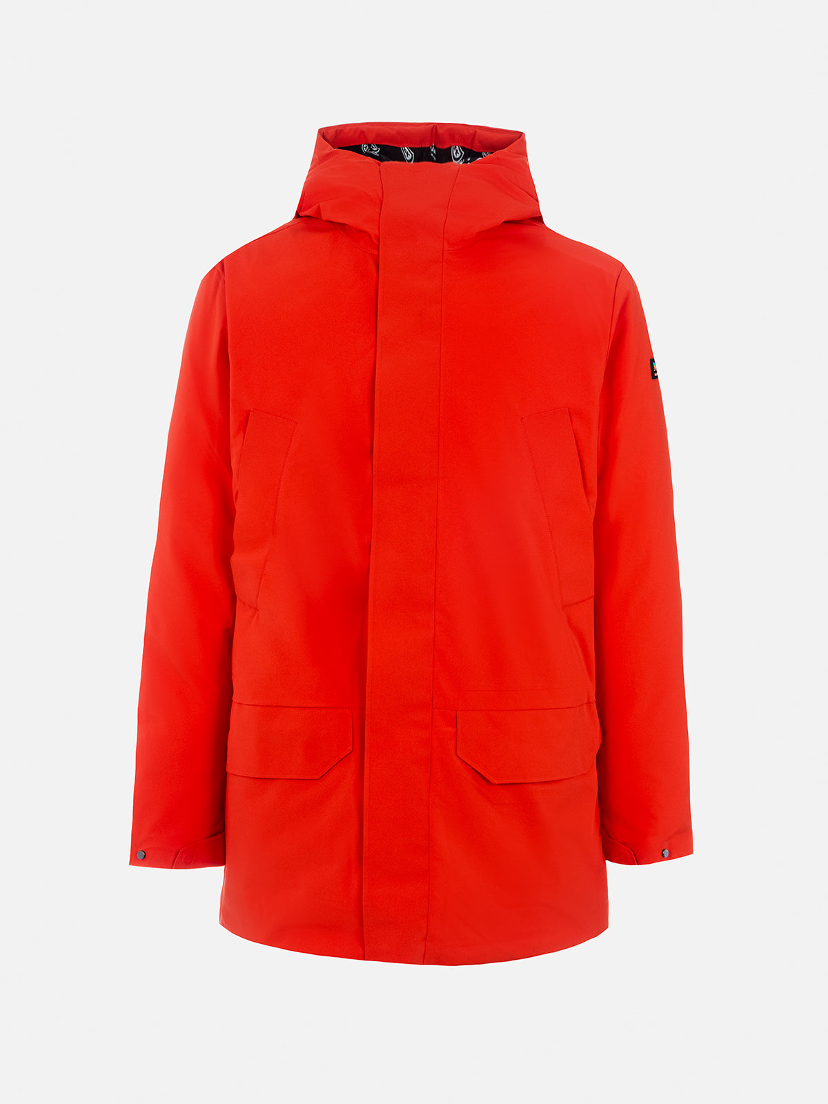 Man Hooded Parka Jacket Voyager With Bandanna Lining Orange