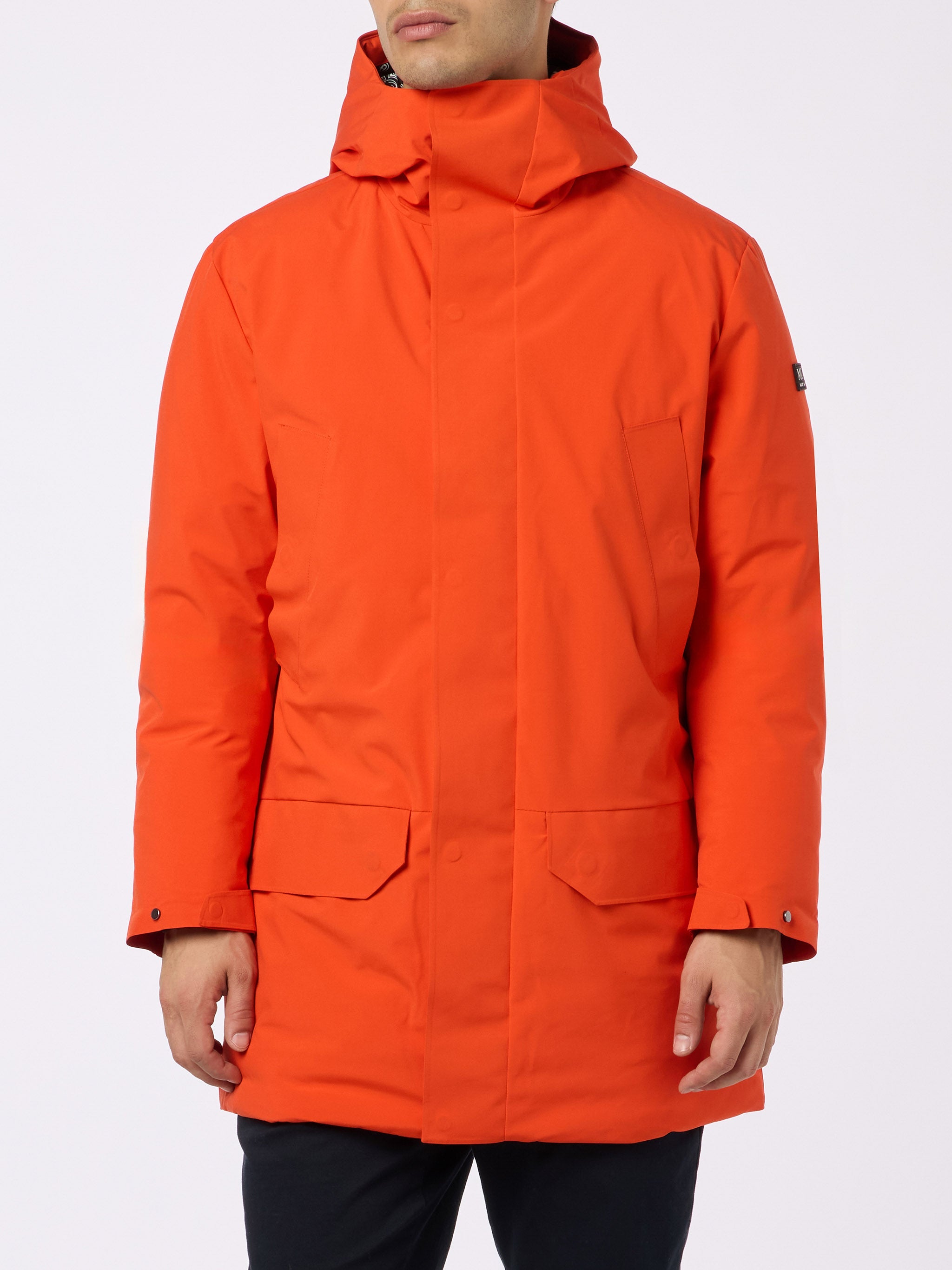 Man Hooded Parka Jacket Voyager With Bandanna Lining Orange