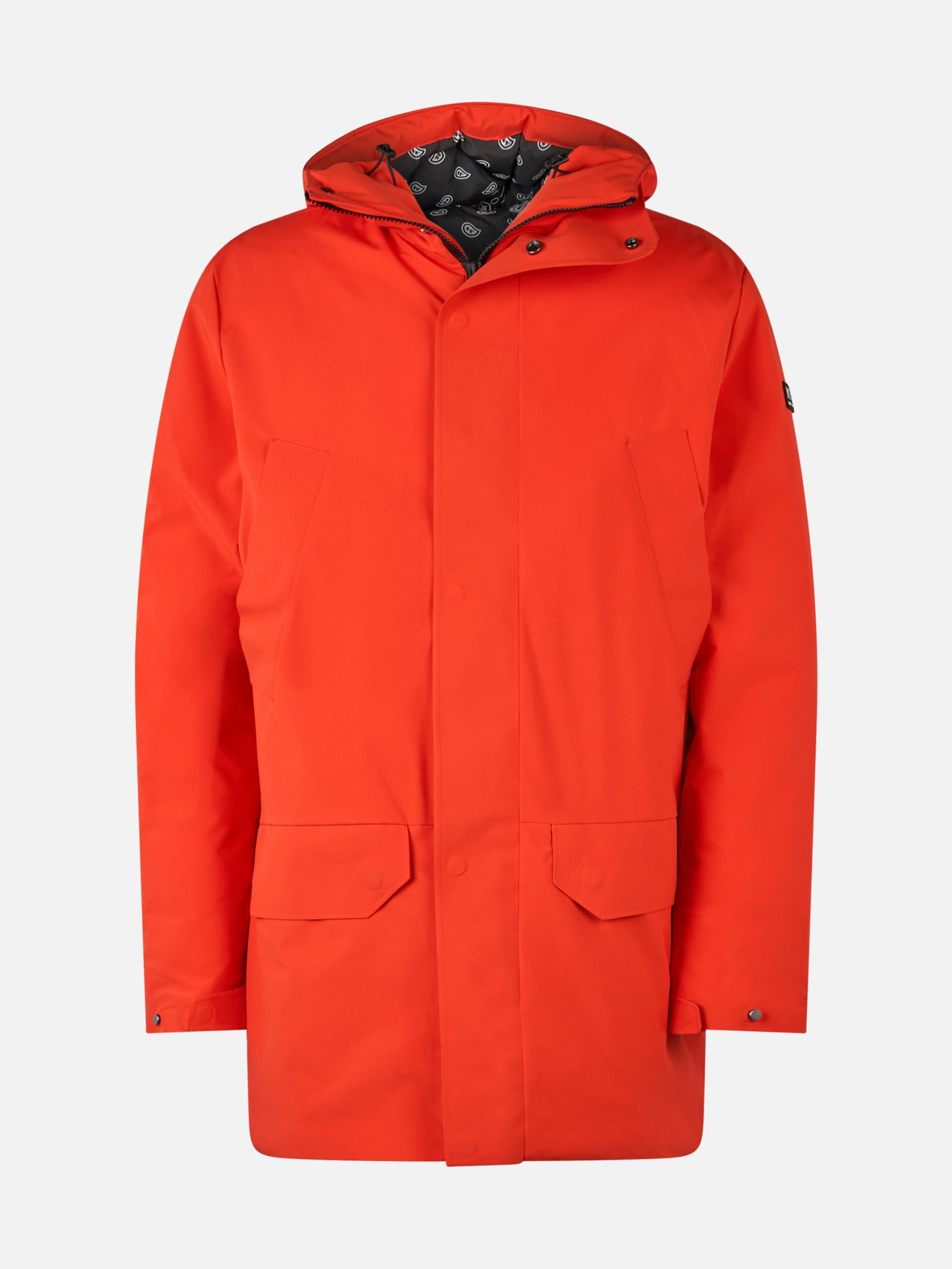 Man Hooded Parka Jacket Voyager With Bandanna Lining Orange
