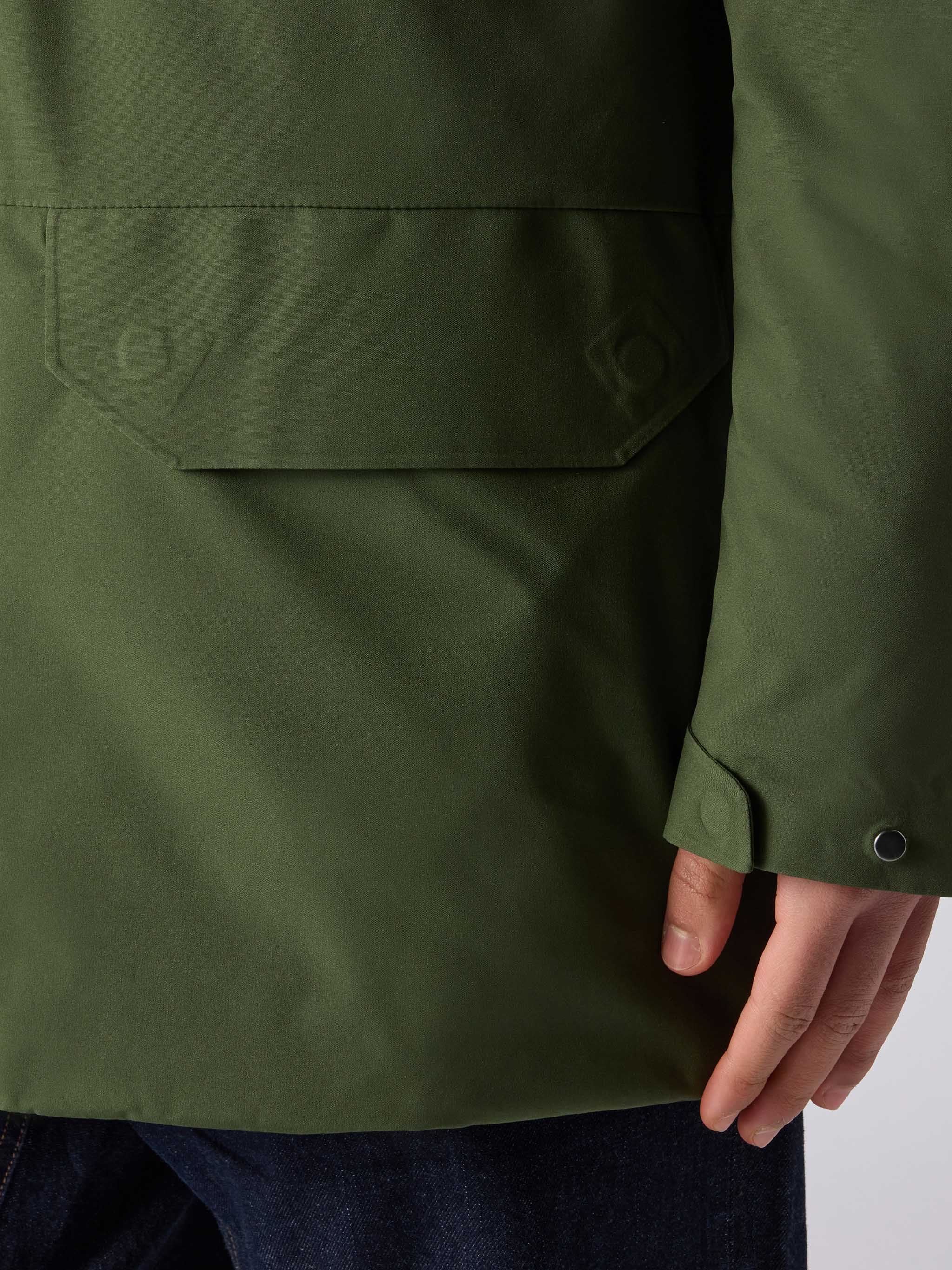 Man Military Green Hooded Parka Voyager With Bandanna Print Jacket