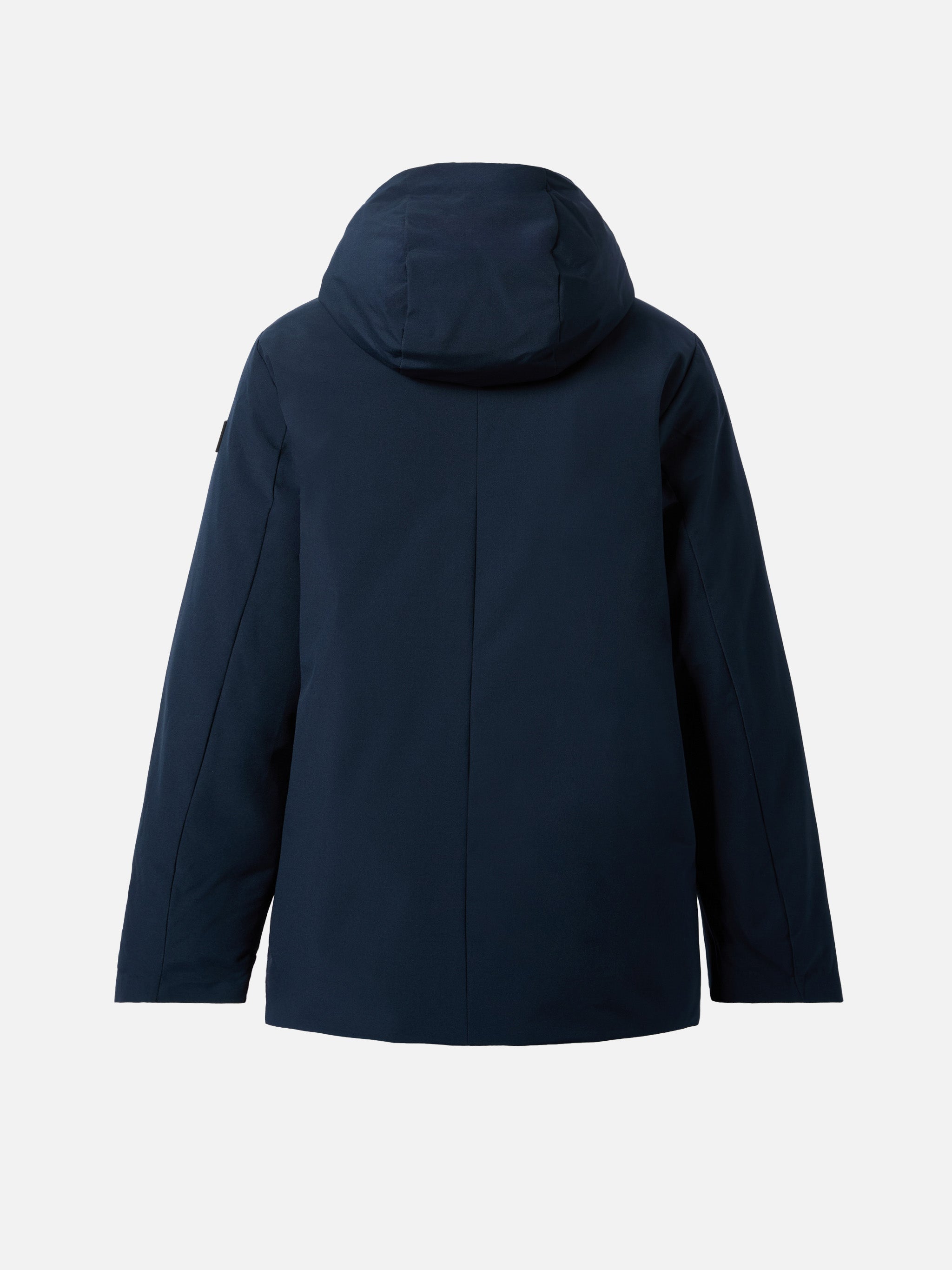 Hooded Navy Blue Parka Jacket Voyager Jr With Tartan Lining