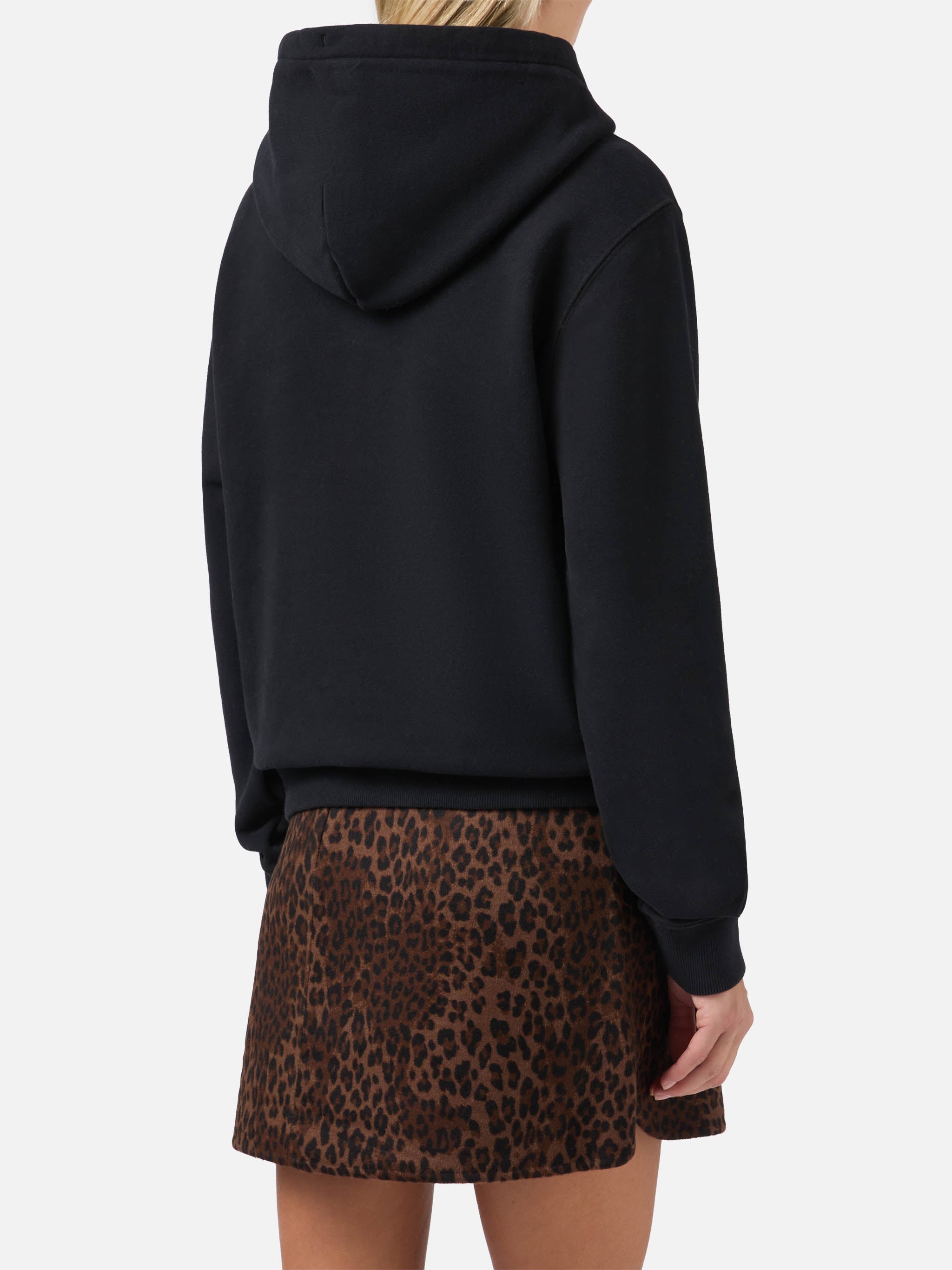 Virginia Cotton Hoodie Black With Animal-Print St. Barth Embroidery Sweatshirt