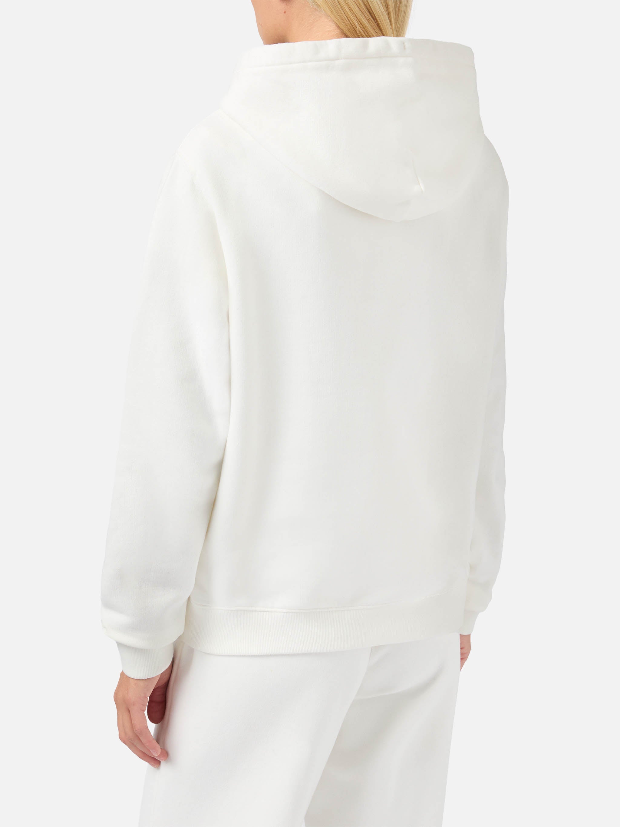 Virginia Cotton Hoodie White With Vacanze Di Natale Embroidery | Special Edition Sweatshirt