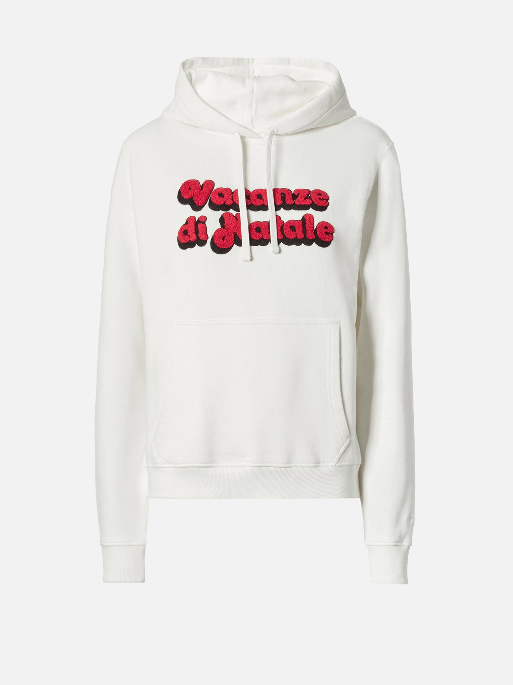 Virginia Cotton Hoodie White With Vacanze Di Natale Embroidery | Special Edition Sweatshirt
