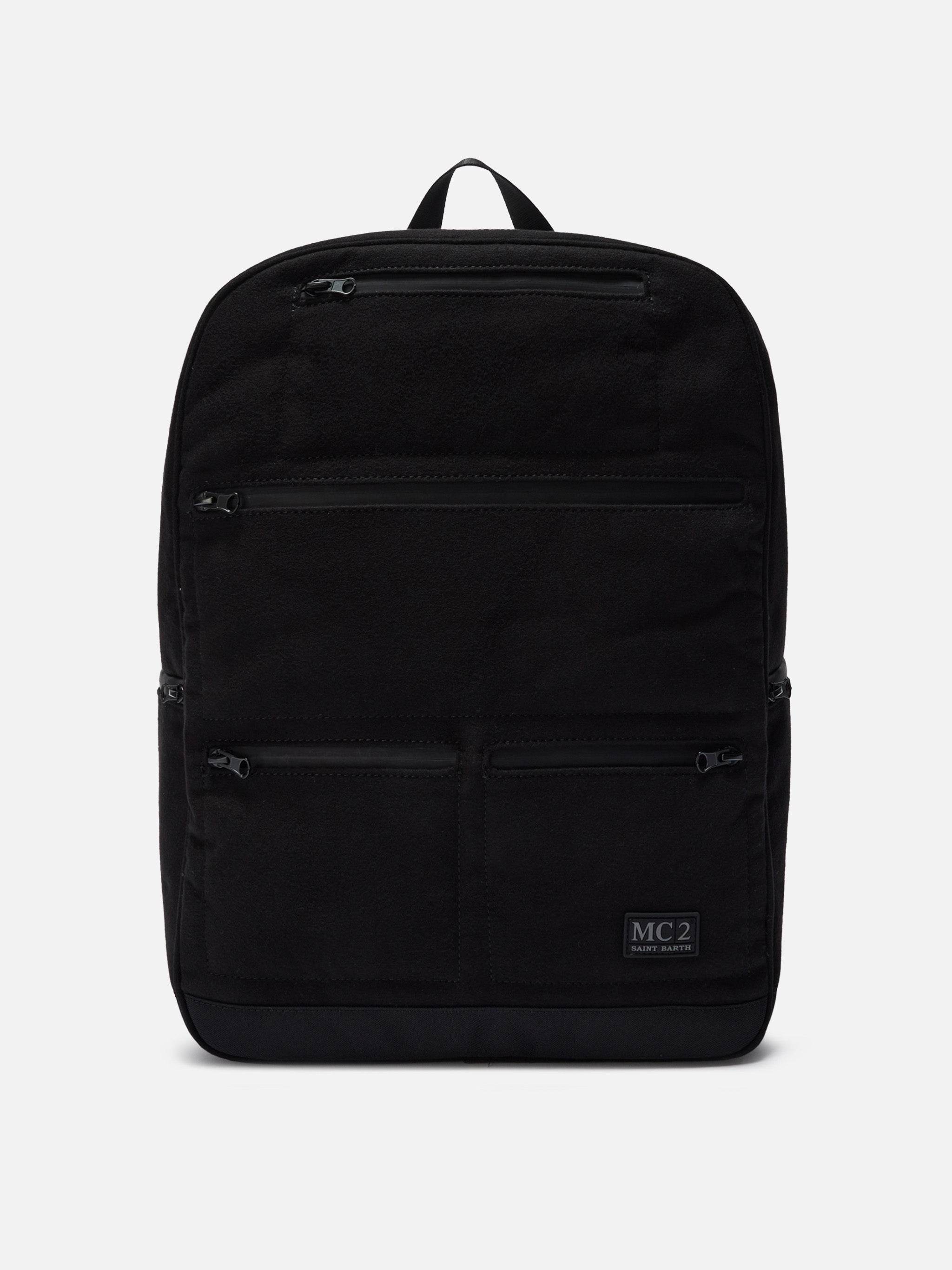 Wallin Felt Backpack Wool Blend Black With Leather Details