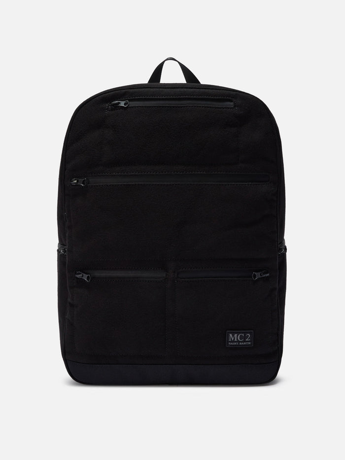 Wallin Felt Backpack Wool Blend Black With Leather Details