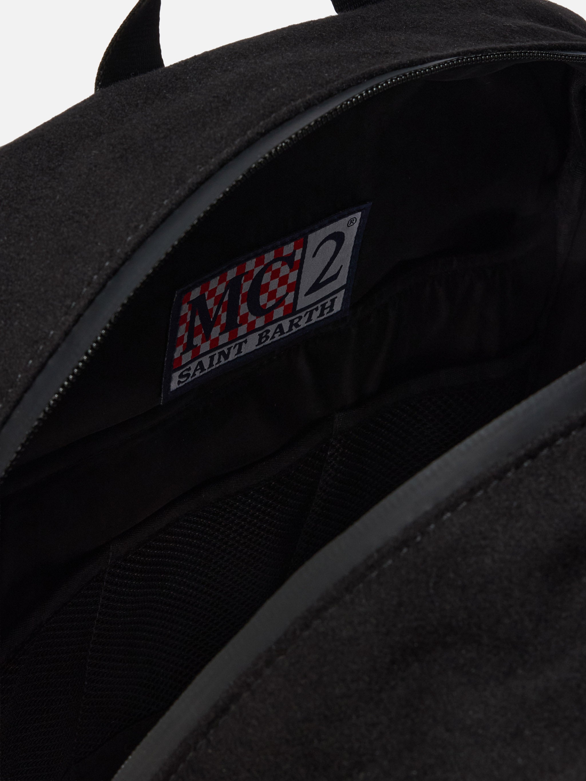 Wallin Felt Backpack Wool Blend Black With Leather Details