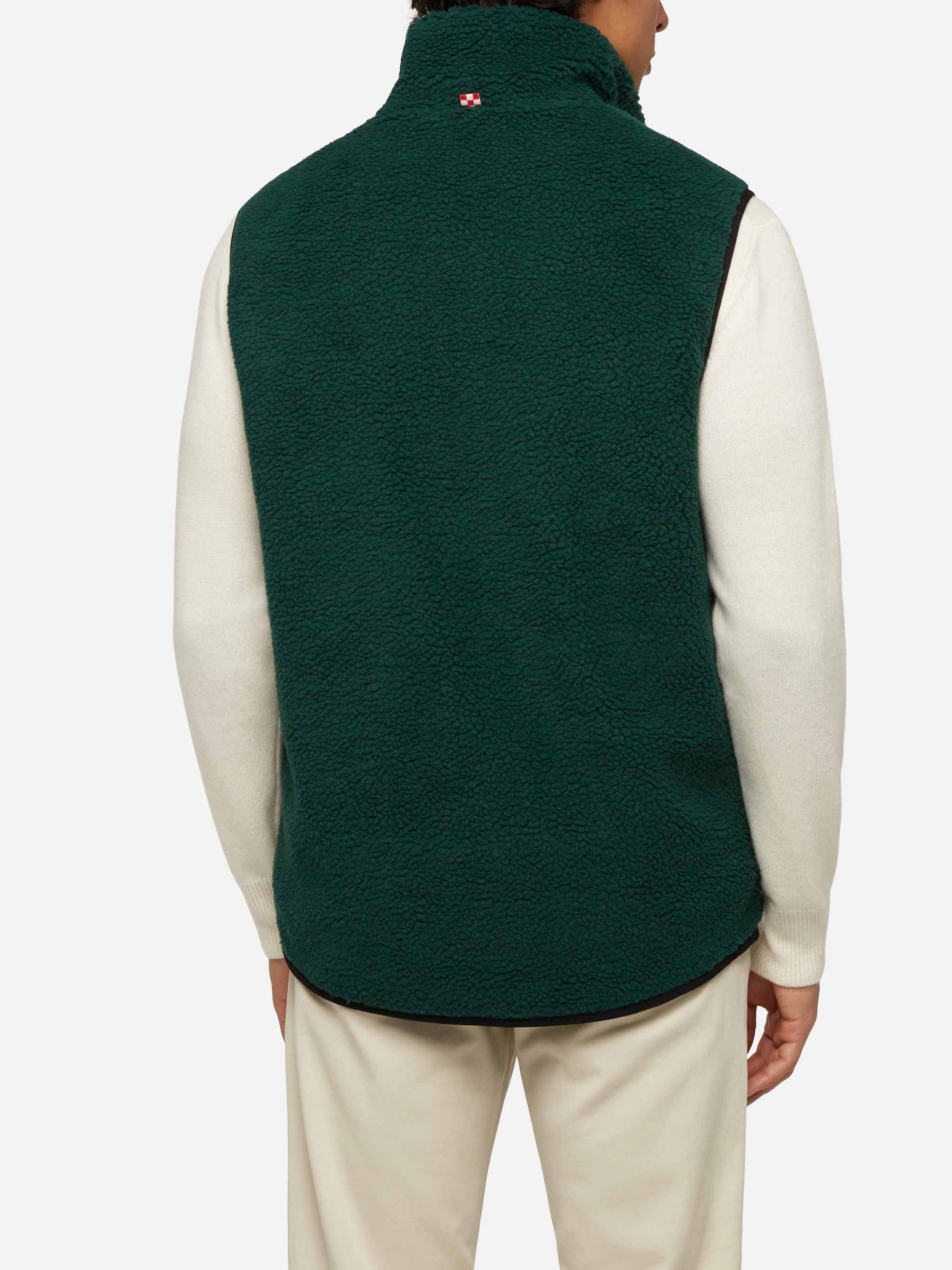 Man Teddy Vest Wanaka With Pied De Poul Print Green