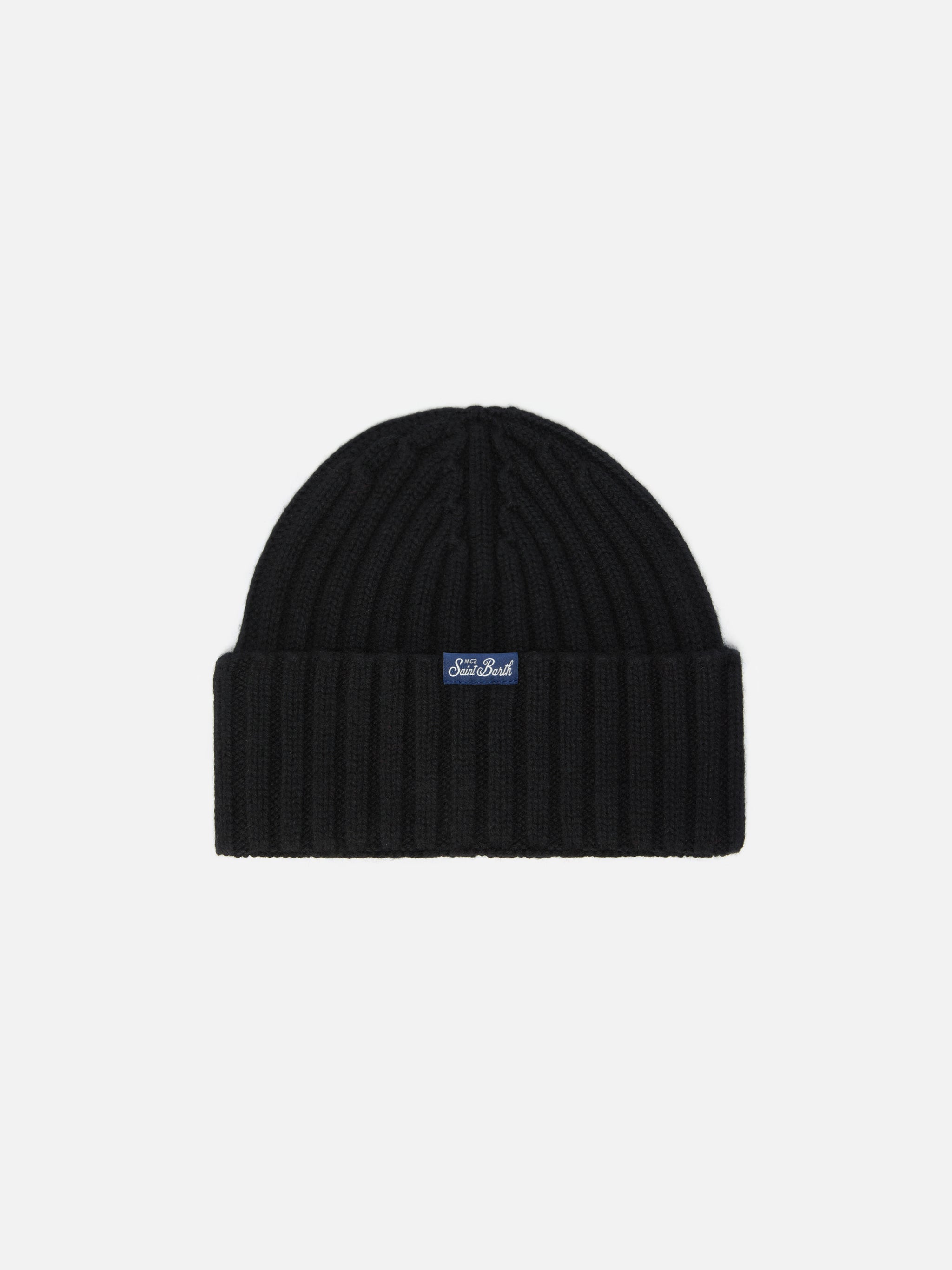 Wengen Jr Beanie Cashmere Blend Black With Piccola Peste Embroidery Hat