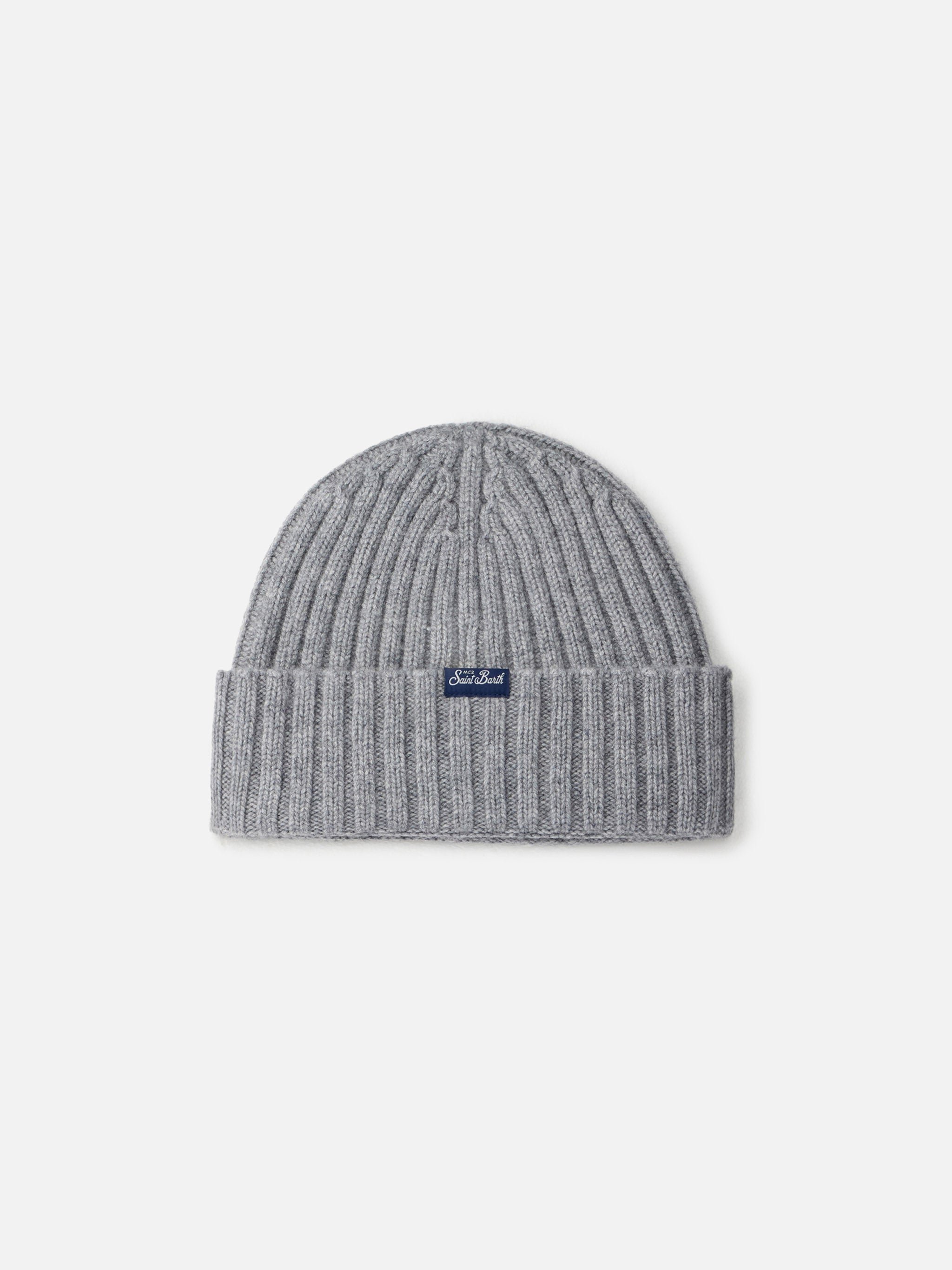 Rribbed Hat Wengen With Courma Embroidery Grey