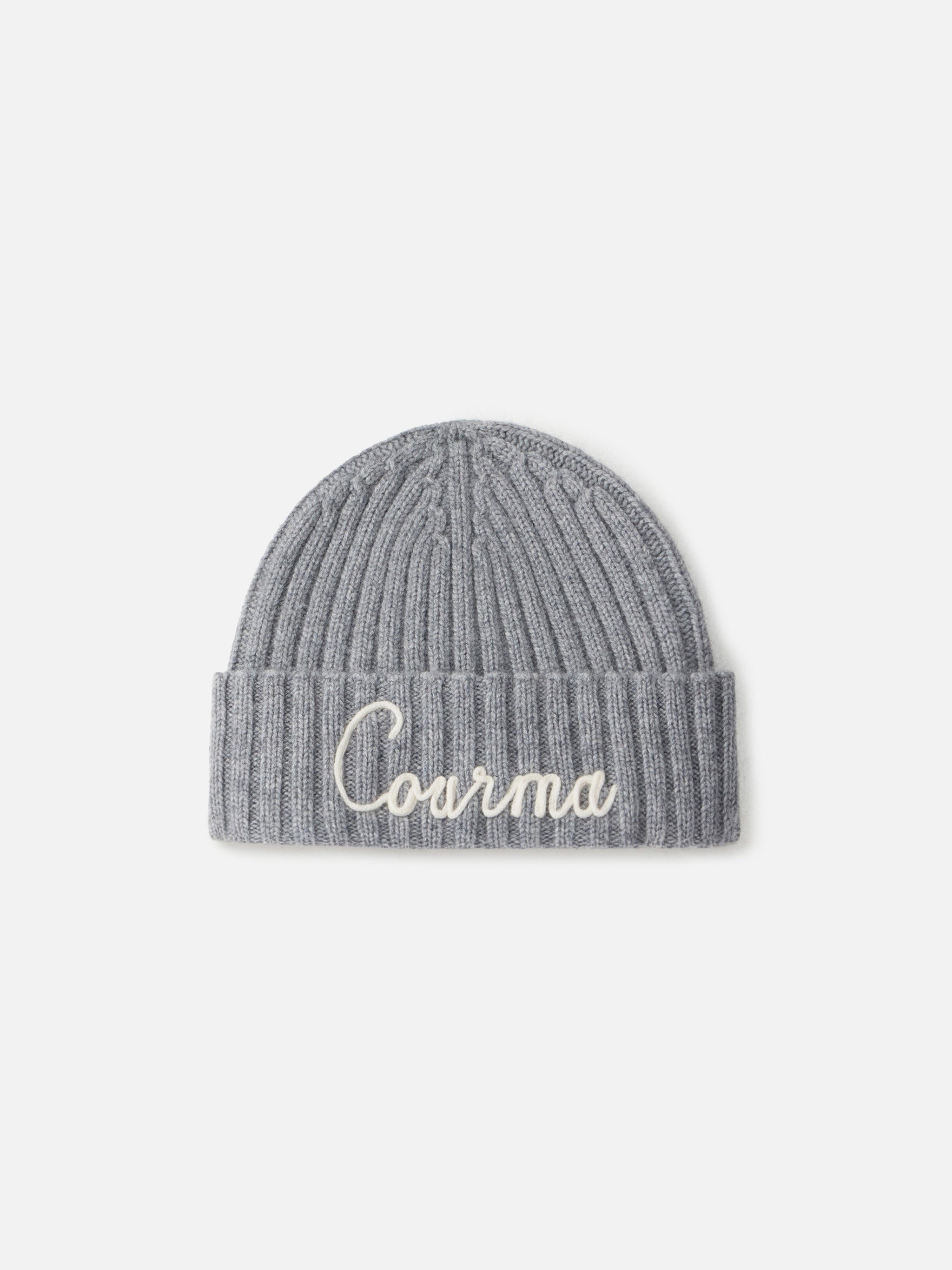 Rribbed Hat Wengen With Courma Embroidery Grey