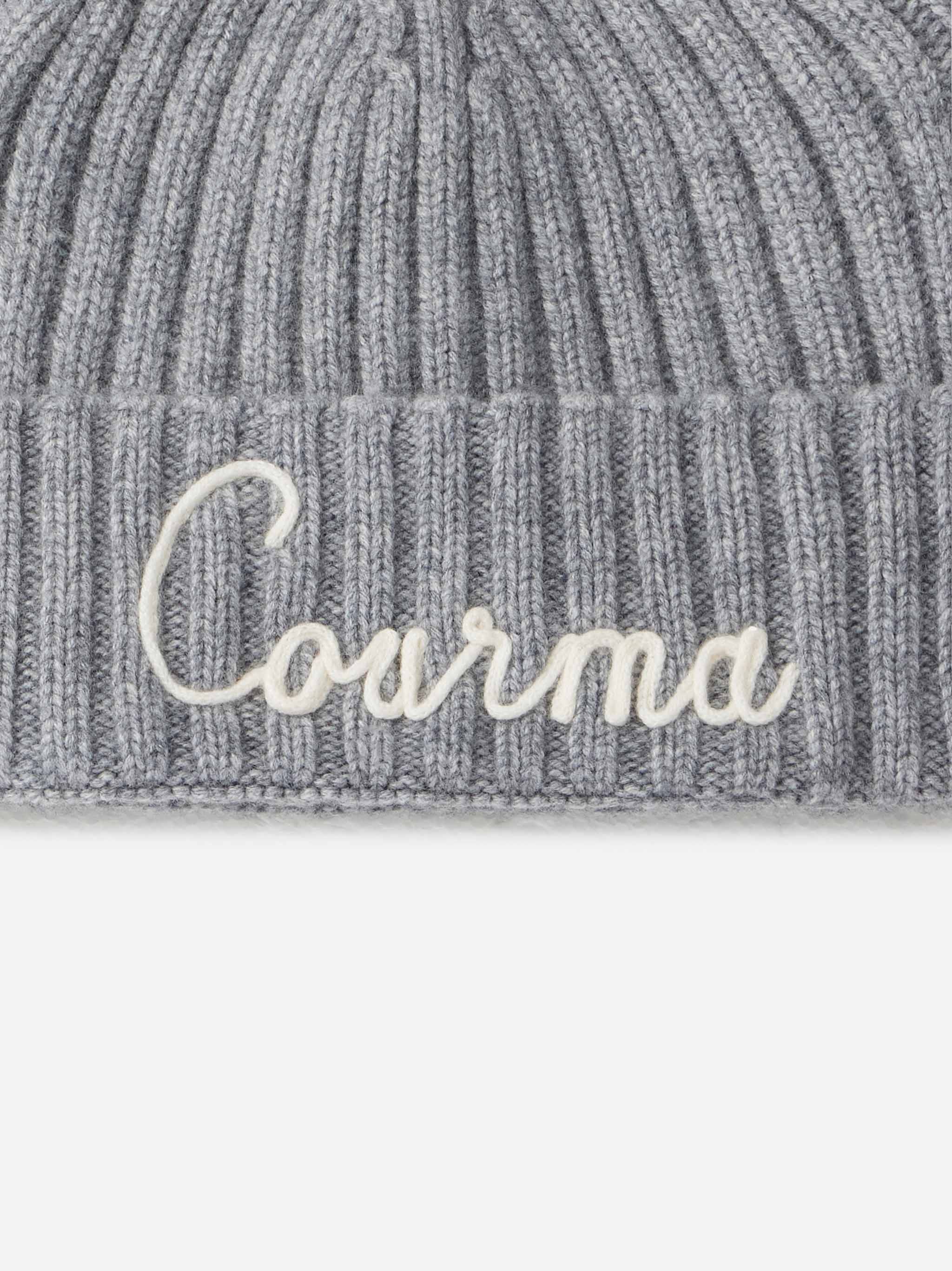 Rribbed Hat Wengen With Courma Embroidery Grey
