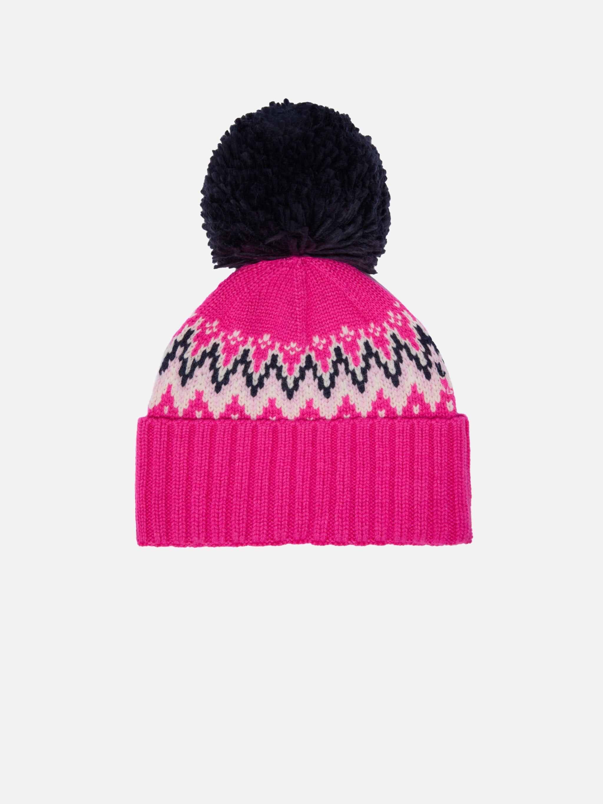 Wengen Nordic Beanie With Pompon Pink Hat