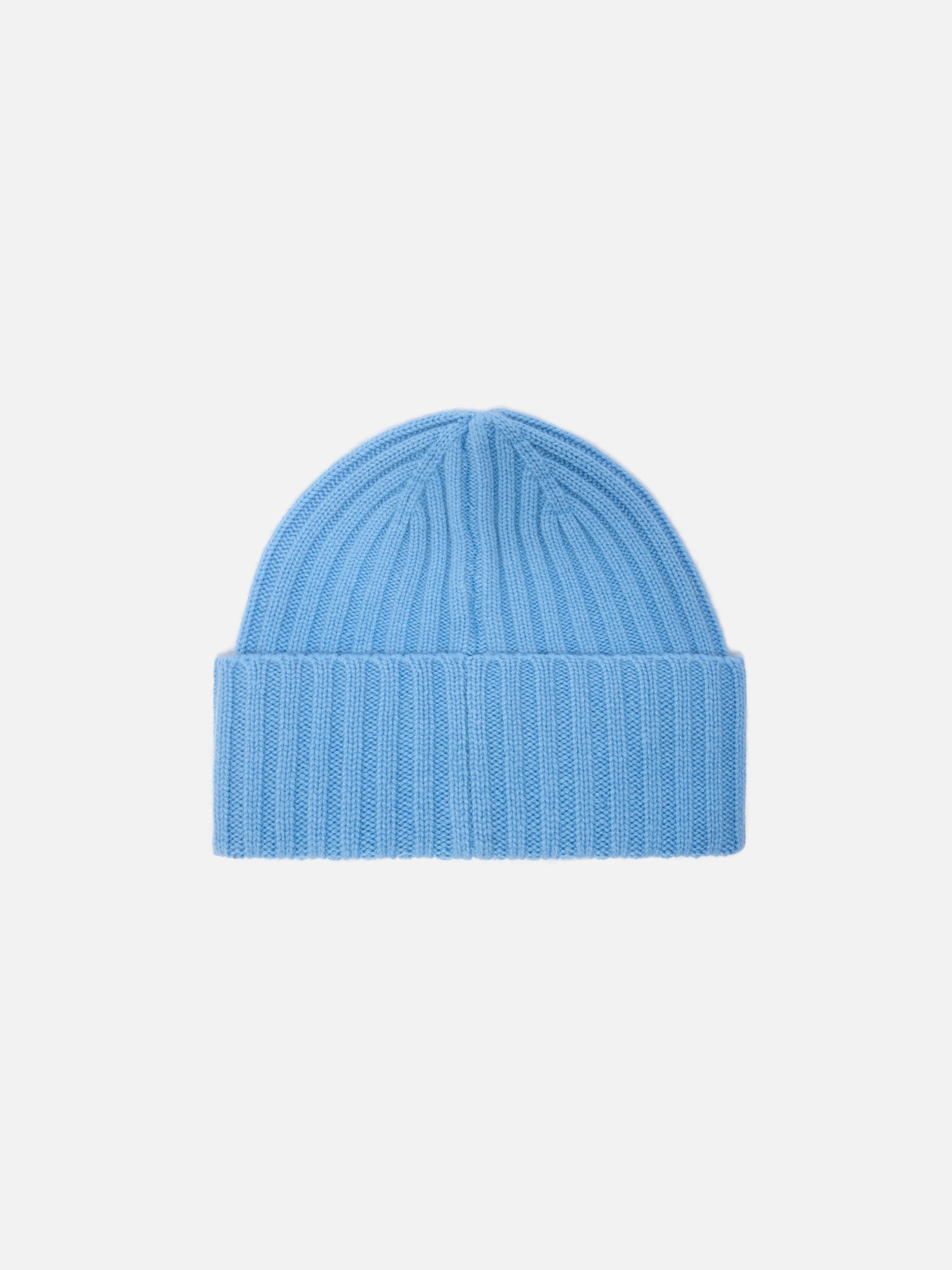 Wengen Beanie Cashmere Light Blue With St. Barth Embroidery On The Turn-Up Hat