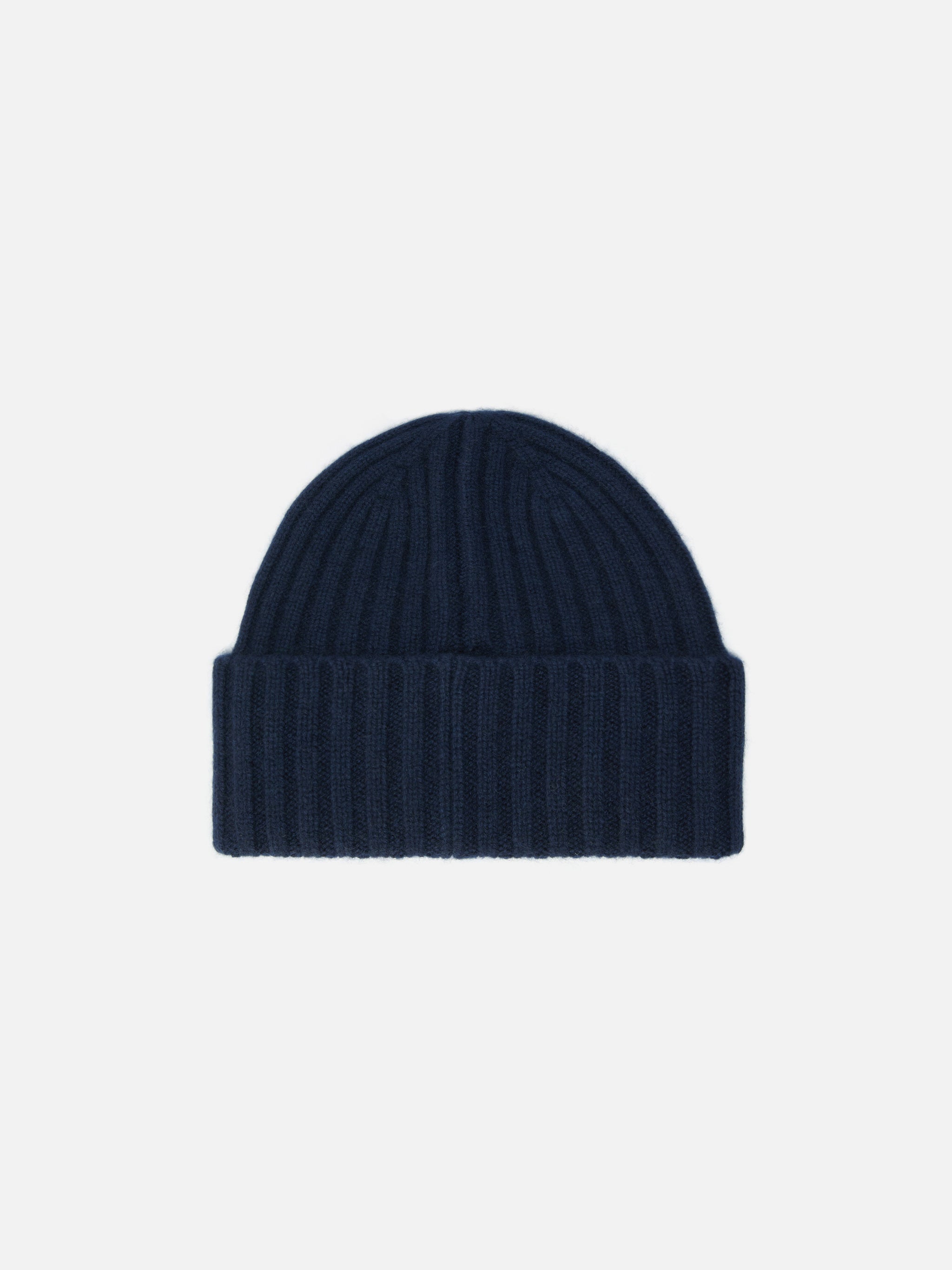 Wengen Beanie Cashmere Navy Blue With St. Barth Embroidery On The Turn-Up Hat