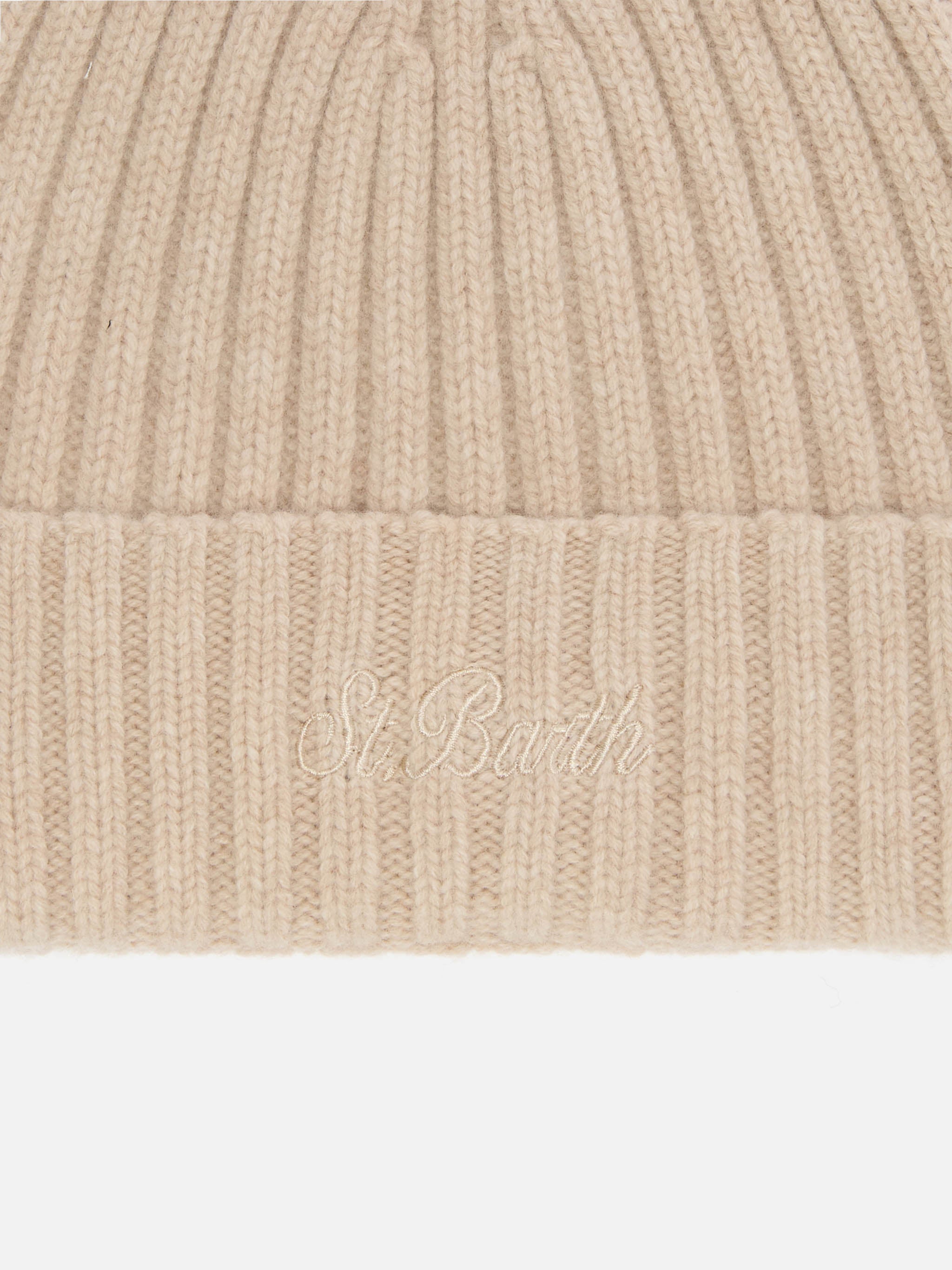 Wool Wengen Beanie Beige Brown Hat