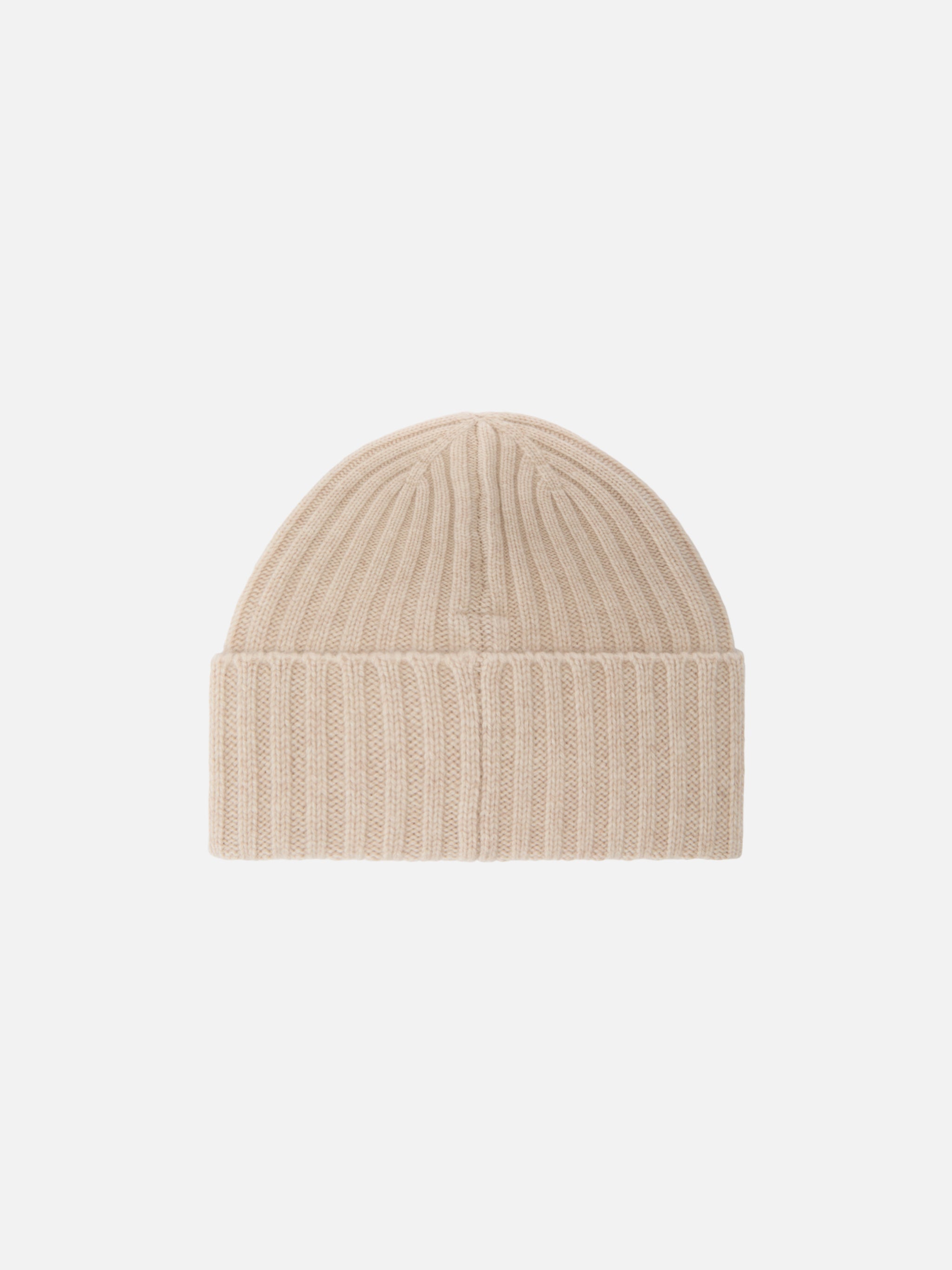 Wengen Beanie Beige Melange Cashmere With St. Barth Embroidery On The Turn-Up Brown Hat