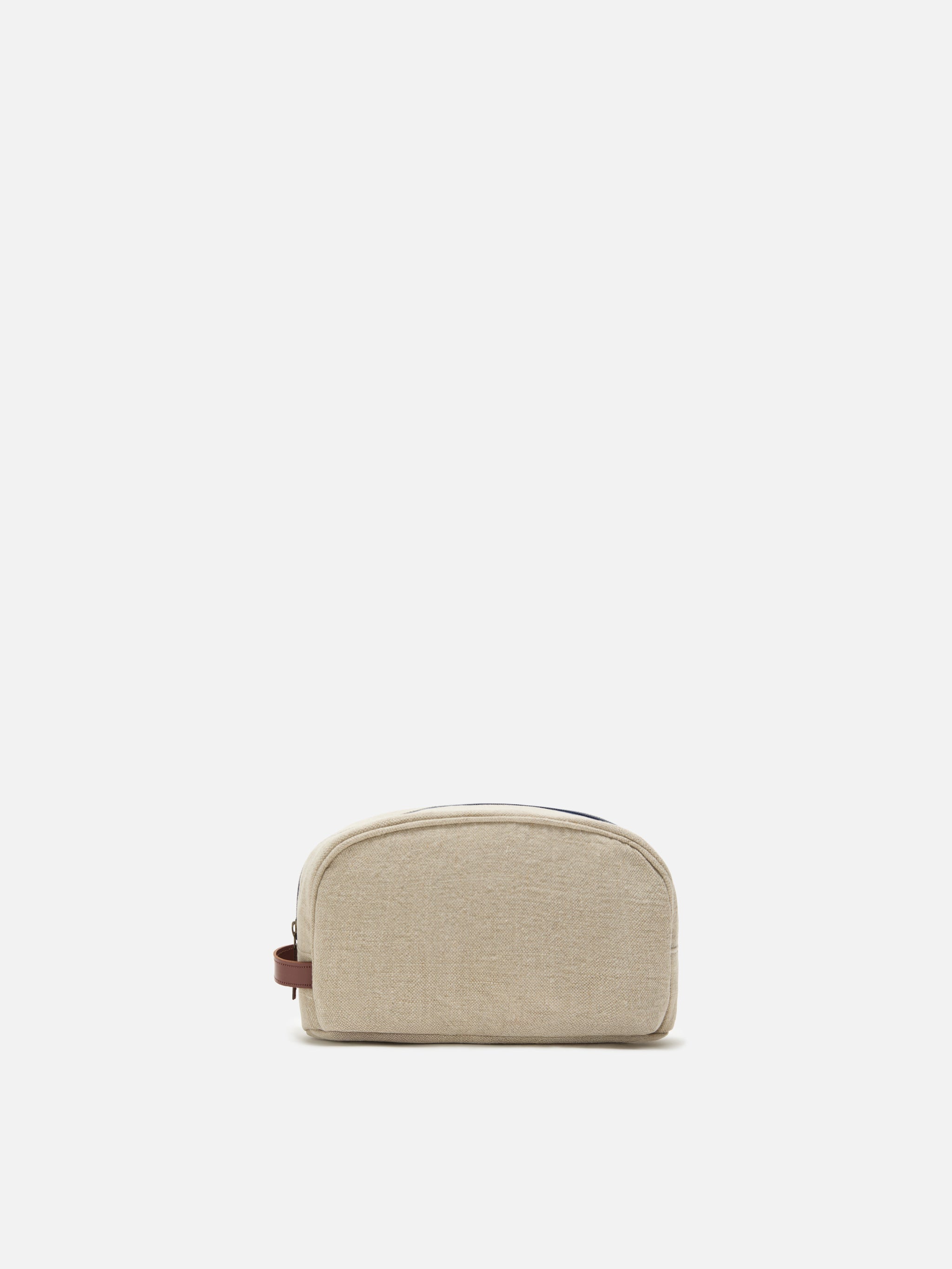 Beige Westwood Linen Beauty Bag With Embroidered Logo White Pochette