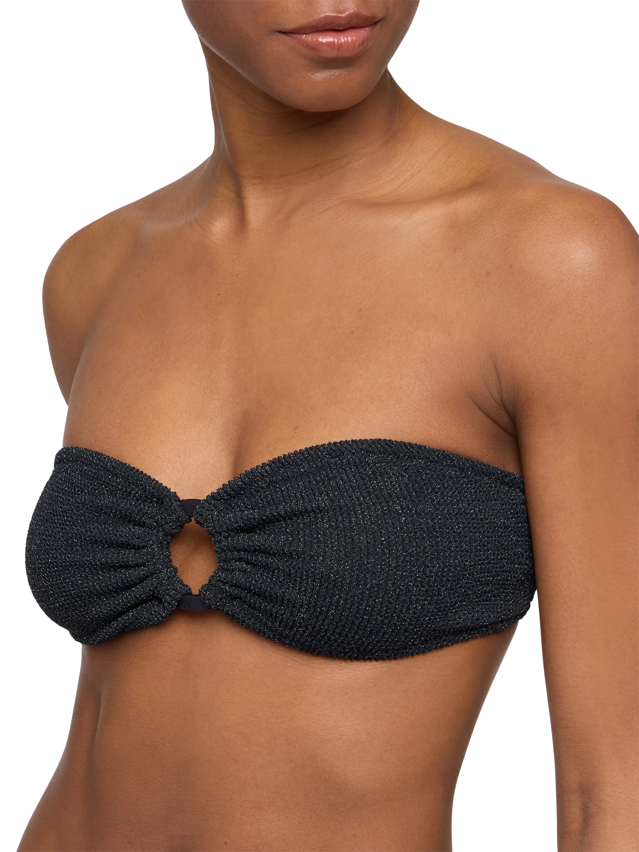 Yulia Black Lurex Crinkle Bandeau Top
