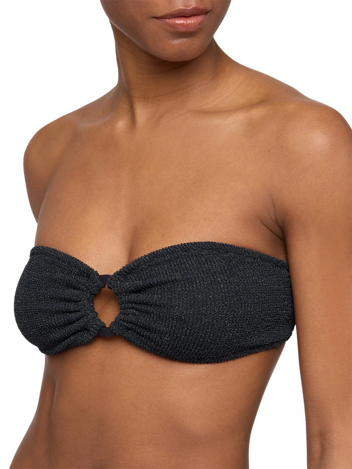 Yulia Black Lurex Crinkle Bandeau Top
